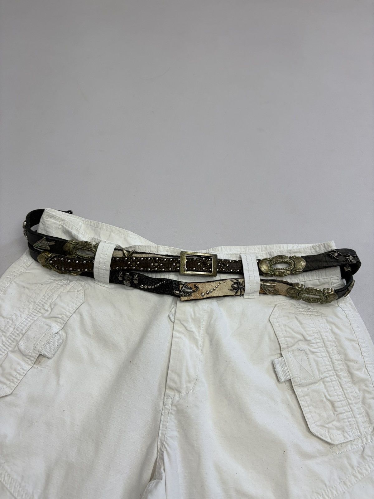 If Six Was Nine Vintage Studded Leather Tribal Belt Y2K Punk Grunge Rockstar Size 34 - 8 Thumbnail