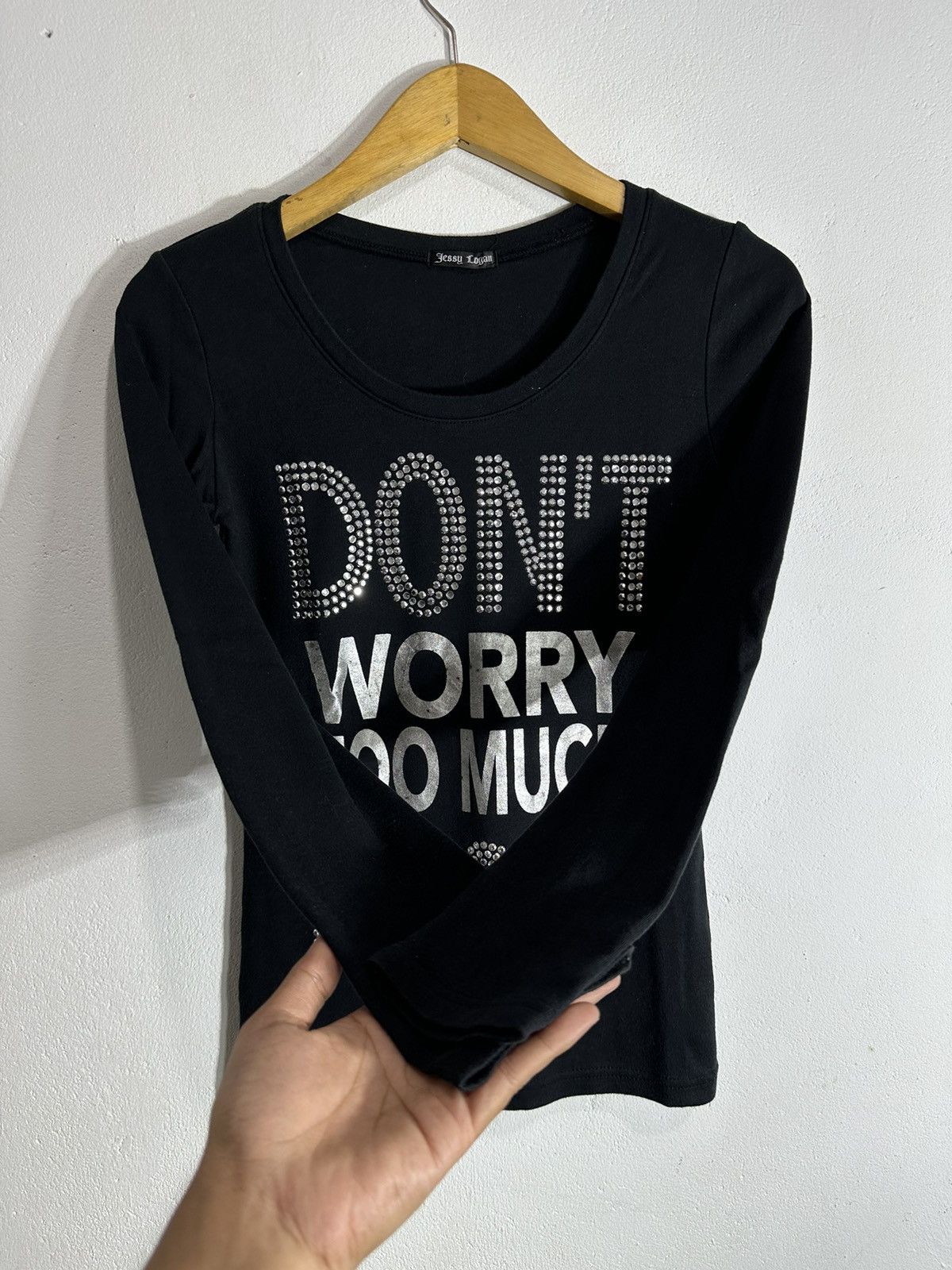 Japanese Brand DON’T WORRY TOO MUCH TO SAY GLITTER LONG SLEEVE TEE Size XS / US 0-2 / IT 36-38 - 3 Thumbnail