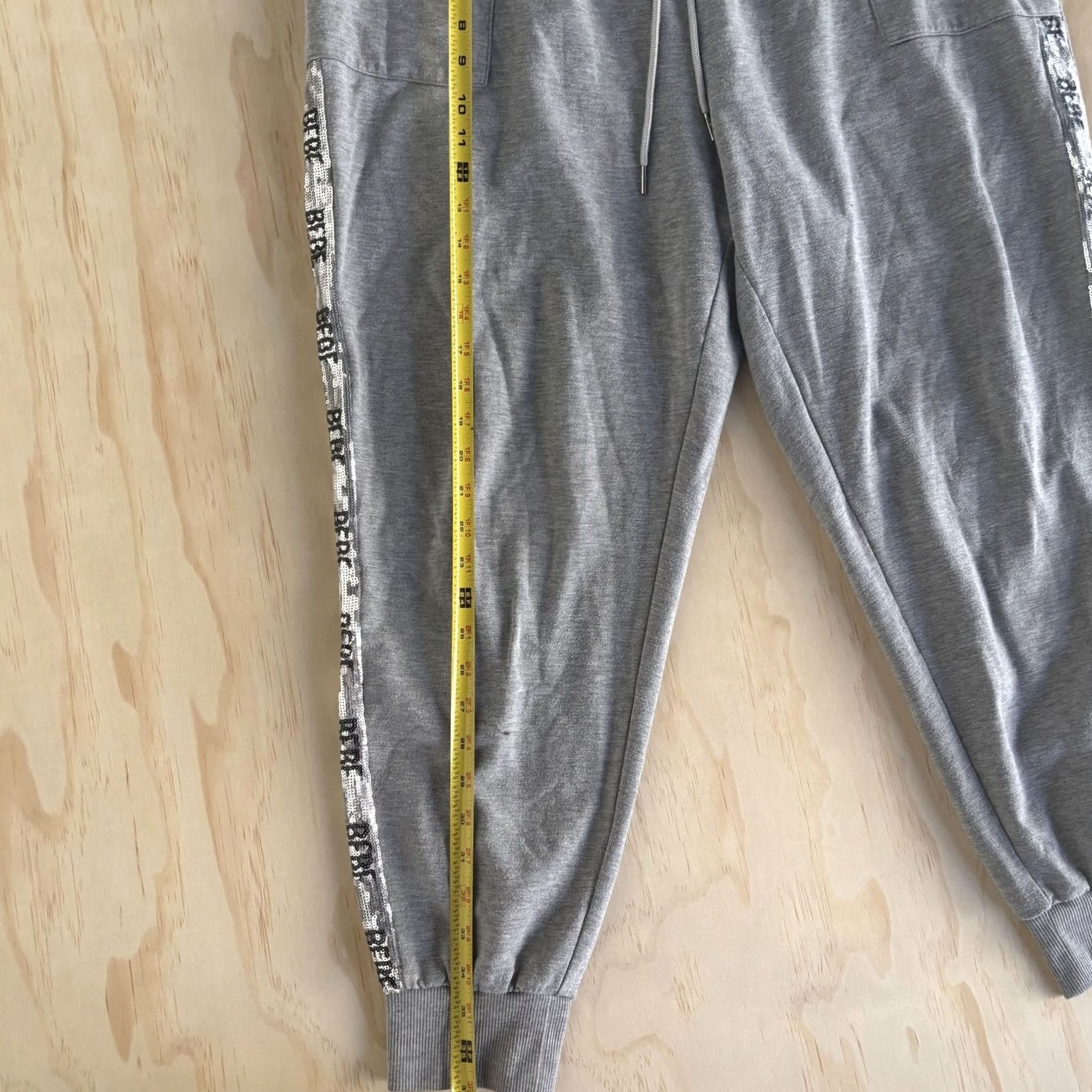 Bebe bebe Sport Jogger Pants Womens 2X Gray Knit Side Stripe Sequin Logo Lounge Size 40" / US 18 - 4 Thumbnail