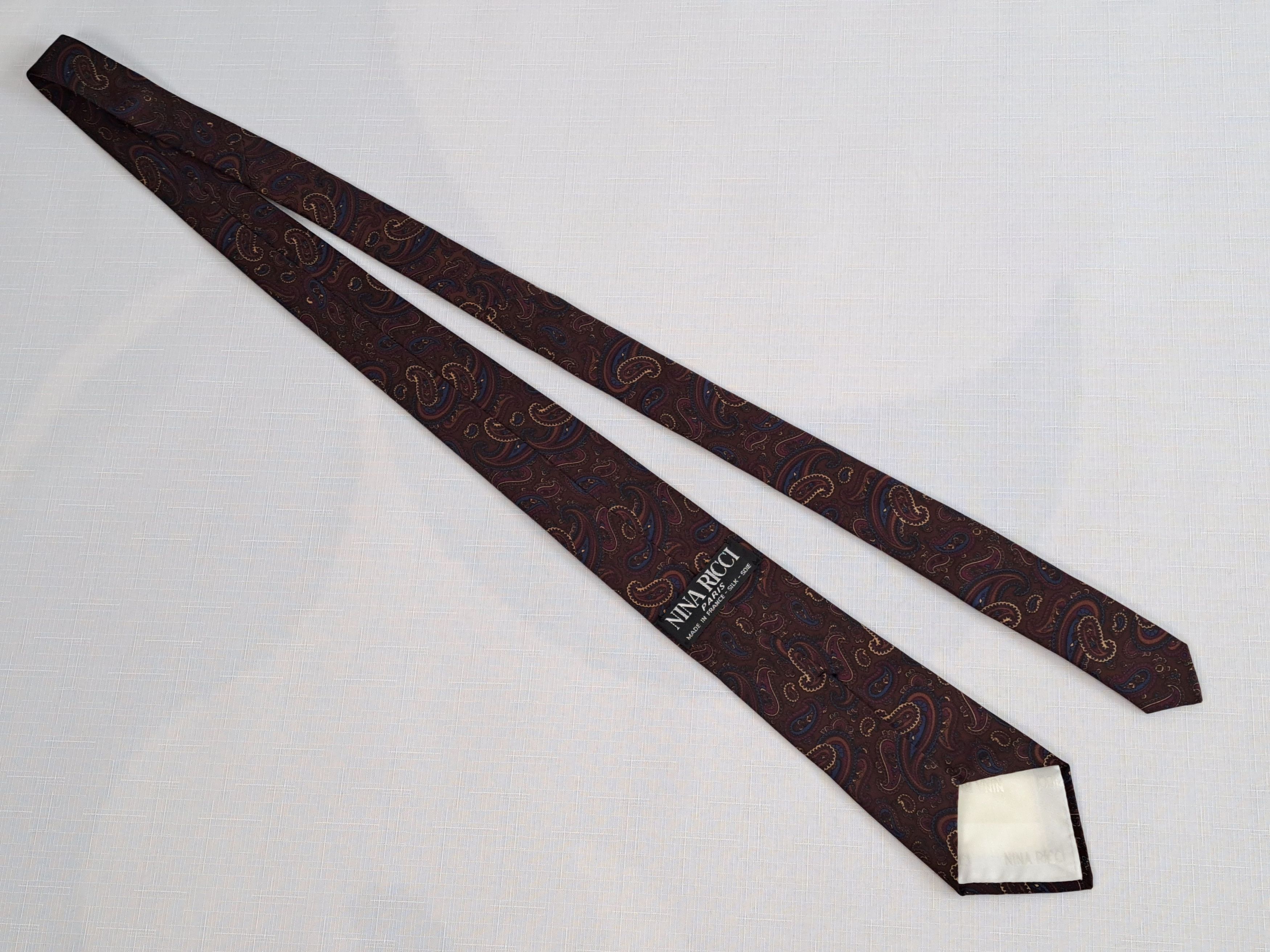 Designer NINA RICCI paisley pattern silk tie. Made in France Size ONE SIZE - 5 Thumbnail