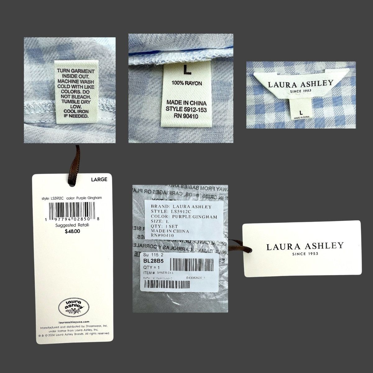 Laura Ashley Laura Ashley Women’s Purple Gingham Lounge 2 Pc Set Sz L Size L / US 10 / IT 46 - 17 Thumbnail