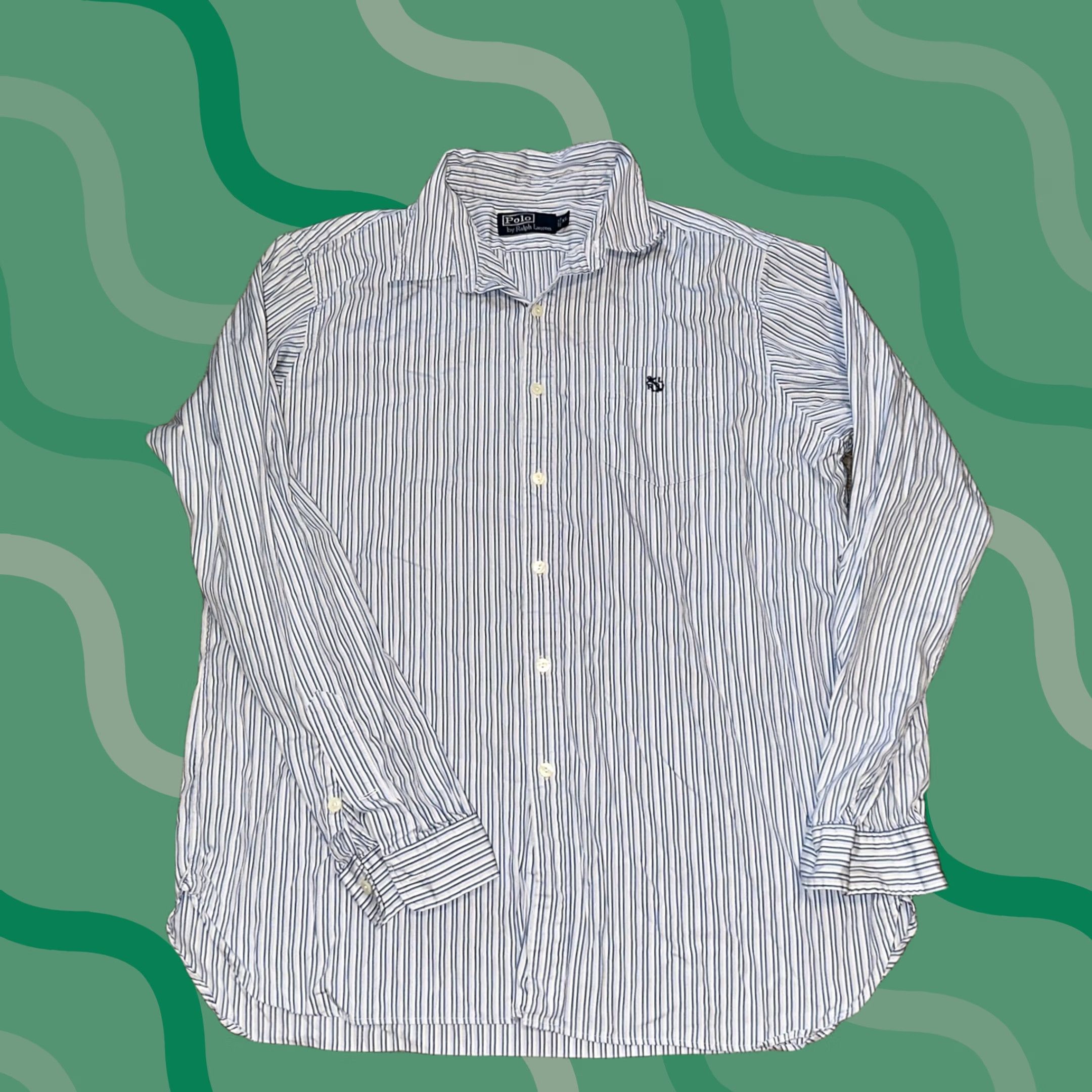 Polo Ralph Lauren VINTAGE Polo Ralph Lauren Shirt Men XL Pony Oxford Sailing Striped Long Sleeve Button-Up Size US XL / EU 56 / 4 - 1 Thumbnail