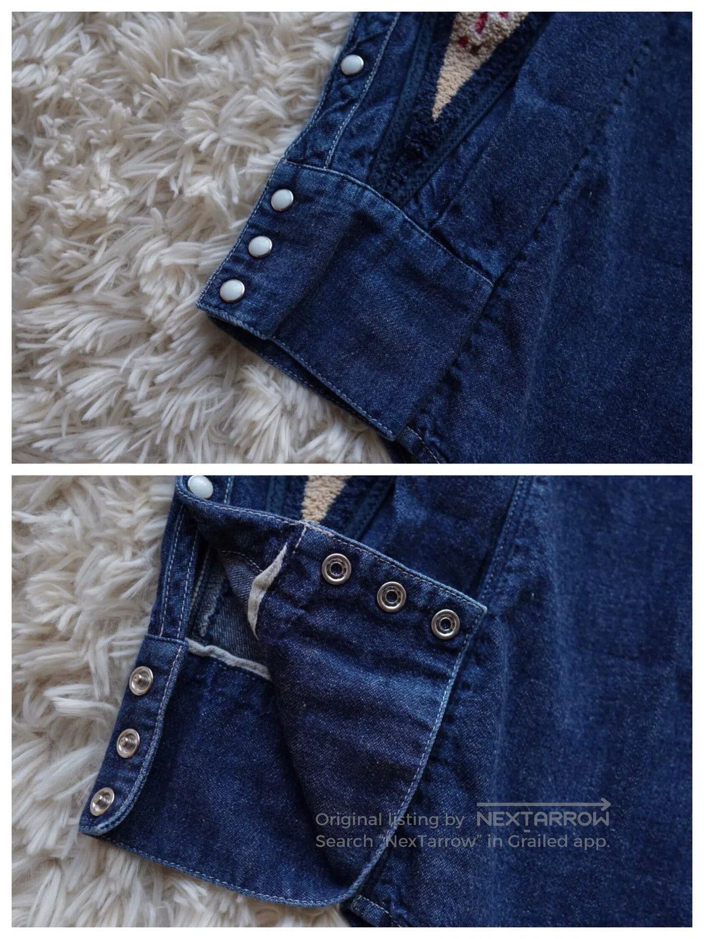 Visvim Blue Denim Long Sleeve Button-Up with Embroidered Sleeves. Size US M / EU 48-50 / 2 - 5 Thumbnail