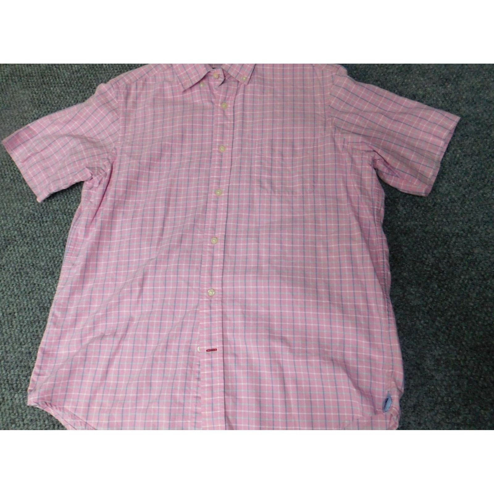 Cremieux Cremieux Shirt Mens Medium Pink Plaid Button-Down Knit Cotton Short Sleeve Collared Pocket Classic Size US M / EU 48-50 / 2 - 2 Thumbnail