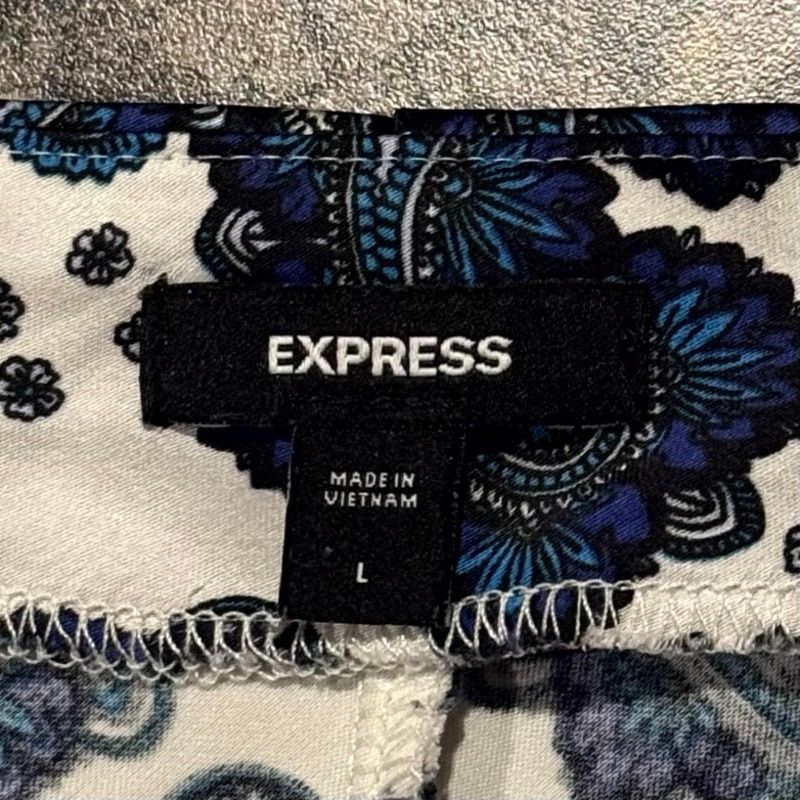 Express Express Satin Slip Dress Paisley White Blue Lace Midi Y2K L Size L / US 10 / IT 46 - 3 Thumbnail
