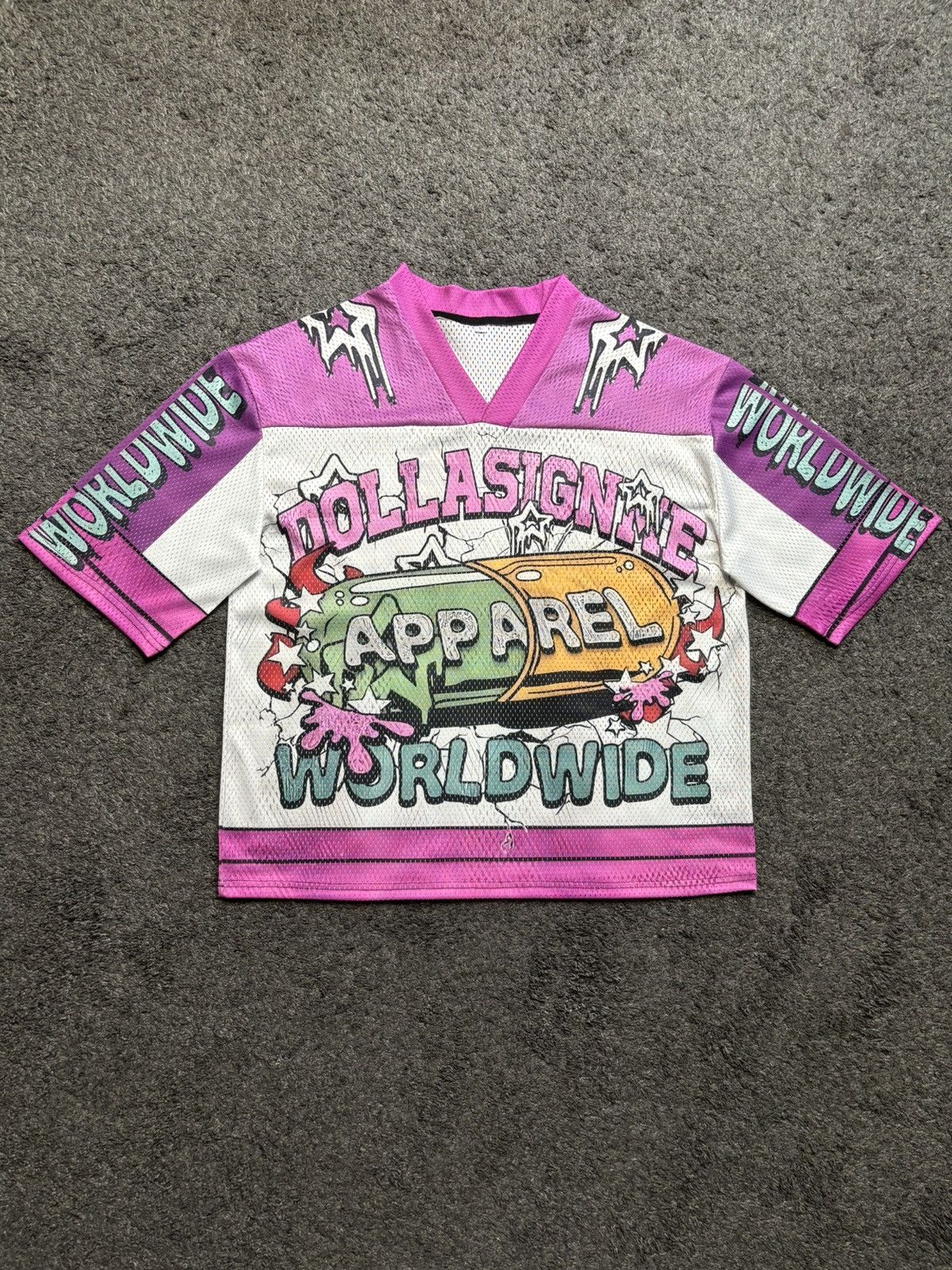 Japanese Brand Vintage dollasignme pills pink white football jersey Size US L / EU 52-54 / 3 - 1 Thumbnail
