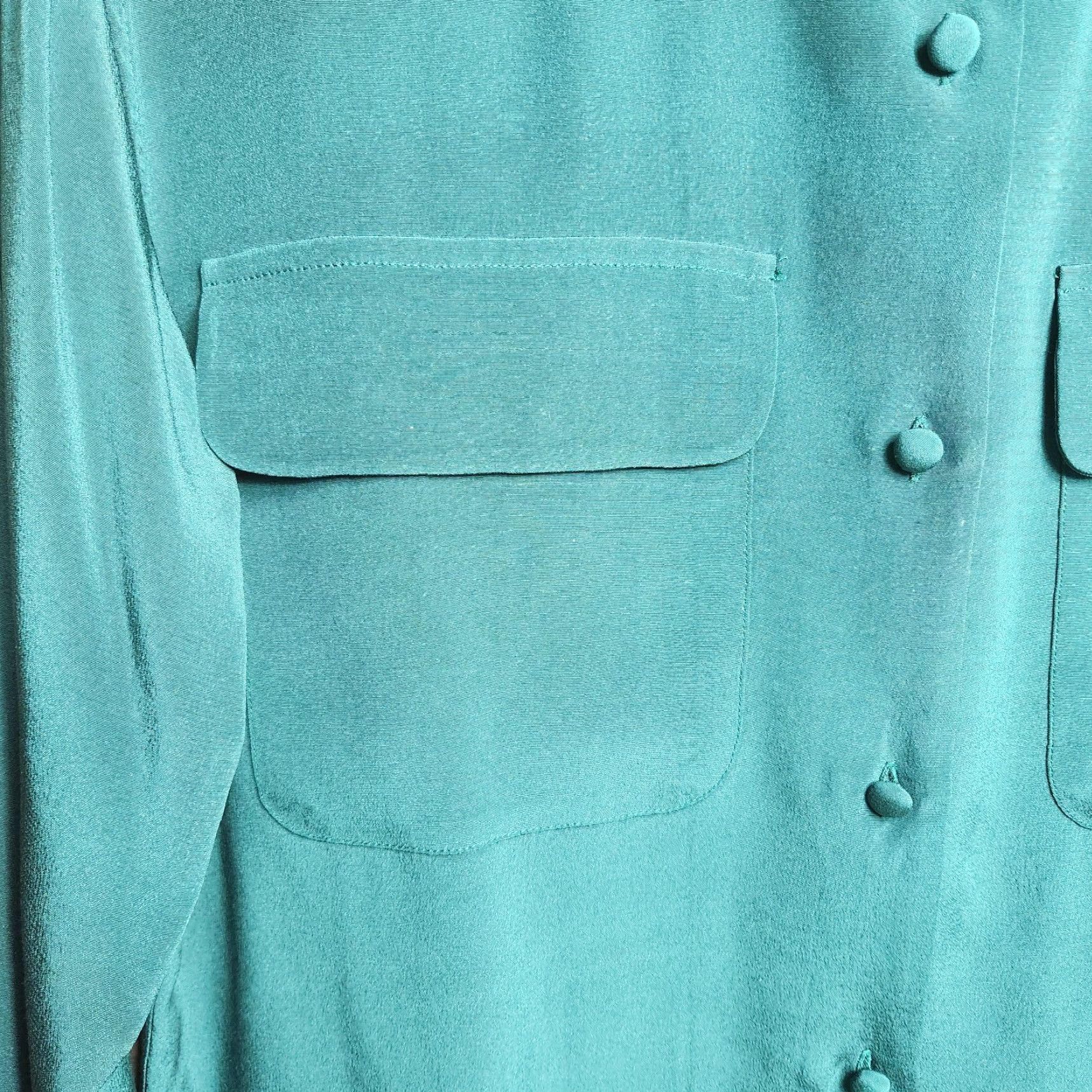 Vintage VINTAGE Doncaster Silks Womens Blouse Emerald Green 100% Silk Utility 4 Size S / US 4 / IT 40 - 3 Thumbnail