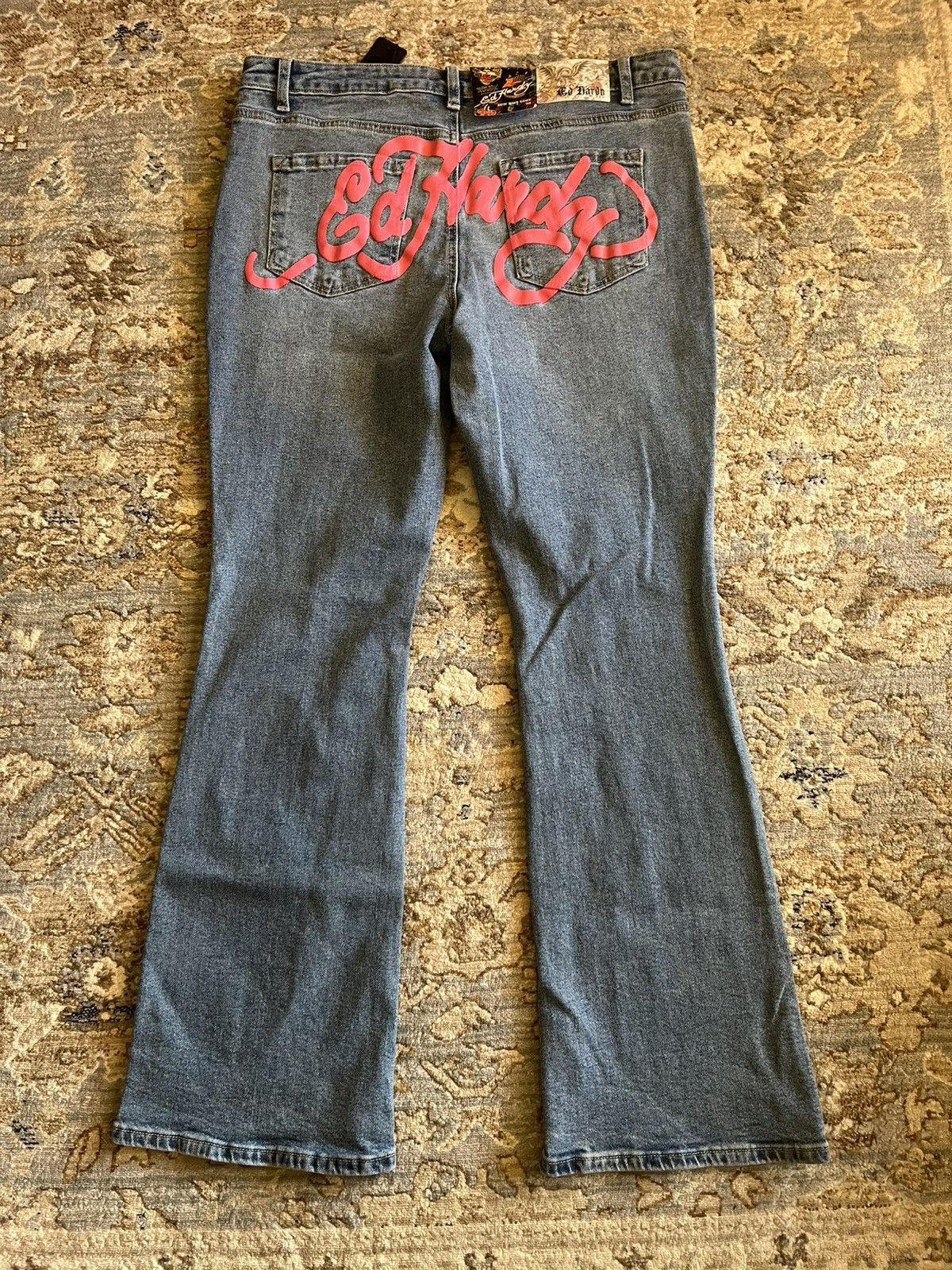 Ed Hardy GRAPHIC BUTTERFLY SKULL LOW RISE BOOTCUT JEANS 34x32 Size 34" / US 12 / IT 48 - 6 Thumbnail