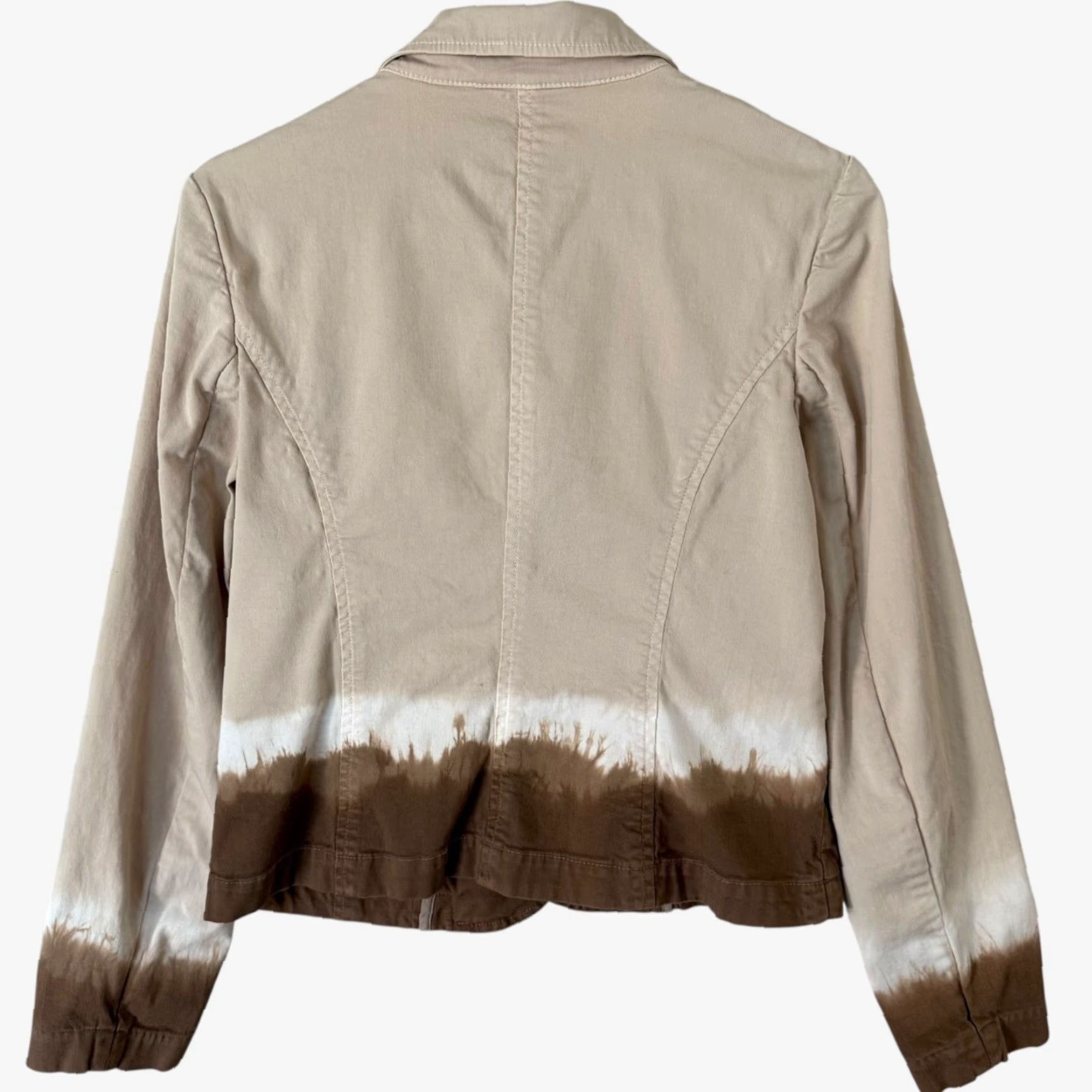 Vintage VINTAGE I.N.C. International Concepts Women's Jacket S Beige Ombre Tie-Dye Cotton Long Sleeve Casual Winter Size S / US 4 / IT 40 - 4 Thumbnail