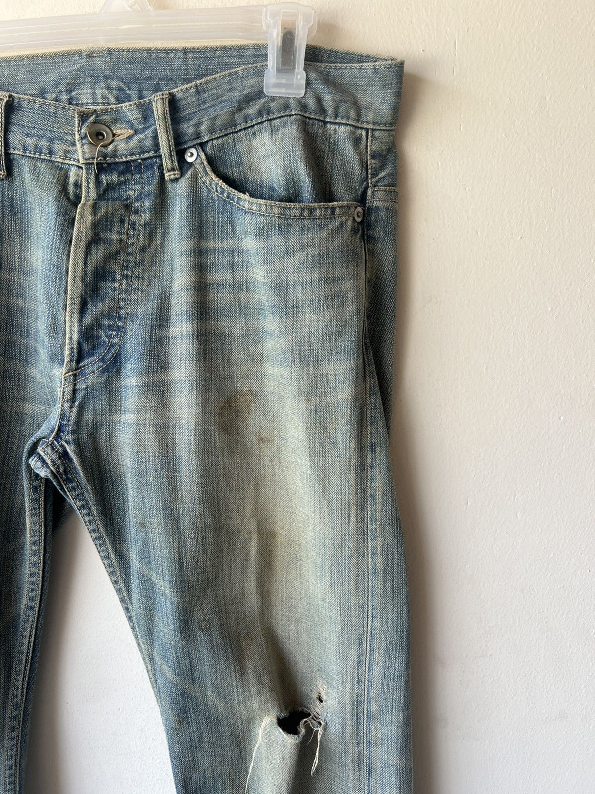 5351 POUR LES HOMMES Frog Denim Japan Distress Dirty Mud Denim Super Flare Jeans Size US 32 / EU 48 - 13 Thumbnail