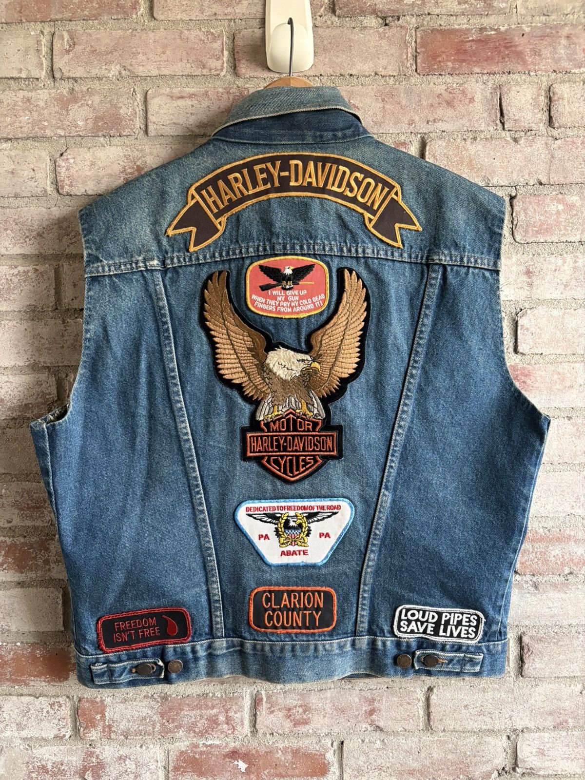 Vintage 80s Rustler Harley Davidson Motorcycle Denim Vest