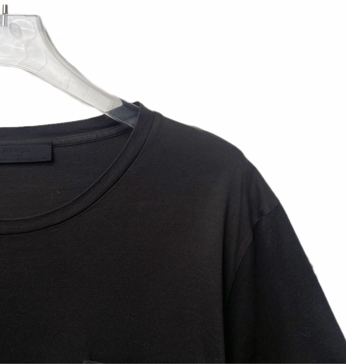 Prada Prada Black Cotton Crew Neck T-shirt K26WX Size US L / EU 52-54 / 3 - 3 Thumbnail