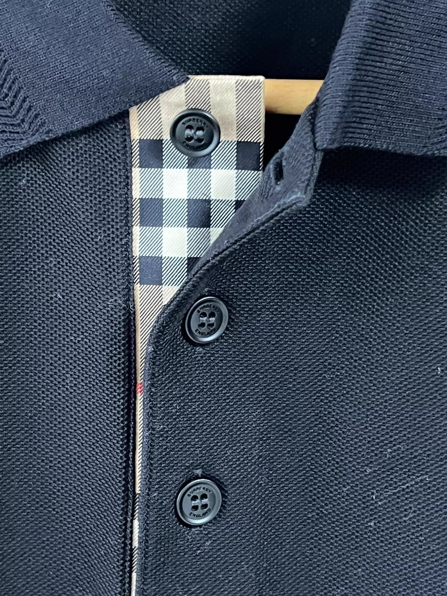 Burberry Burberry Men's Black Check Collar Polo Shirt S Size US S / EU 44-46 / 1 - 5 Thumbnail