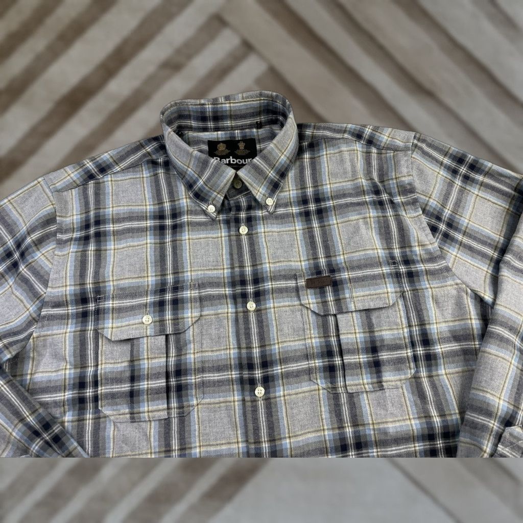 Barbour VINTAGE Barbour Shirt Mens M Blue Gray Check Regular Button-Up Size US M / EU 48-50 / 2 - 1 Thumbnail