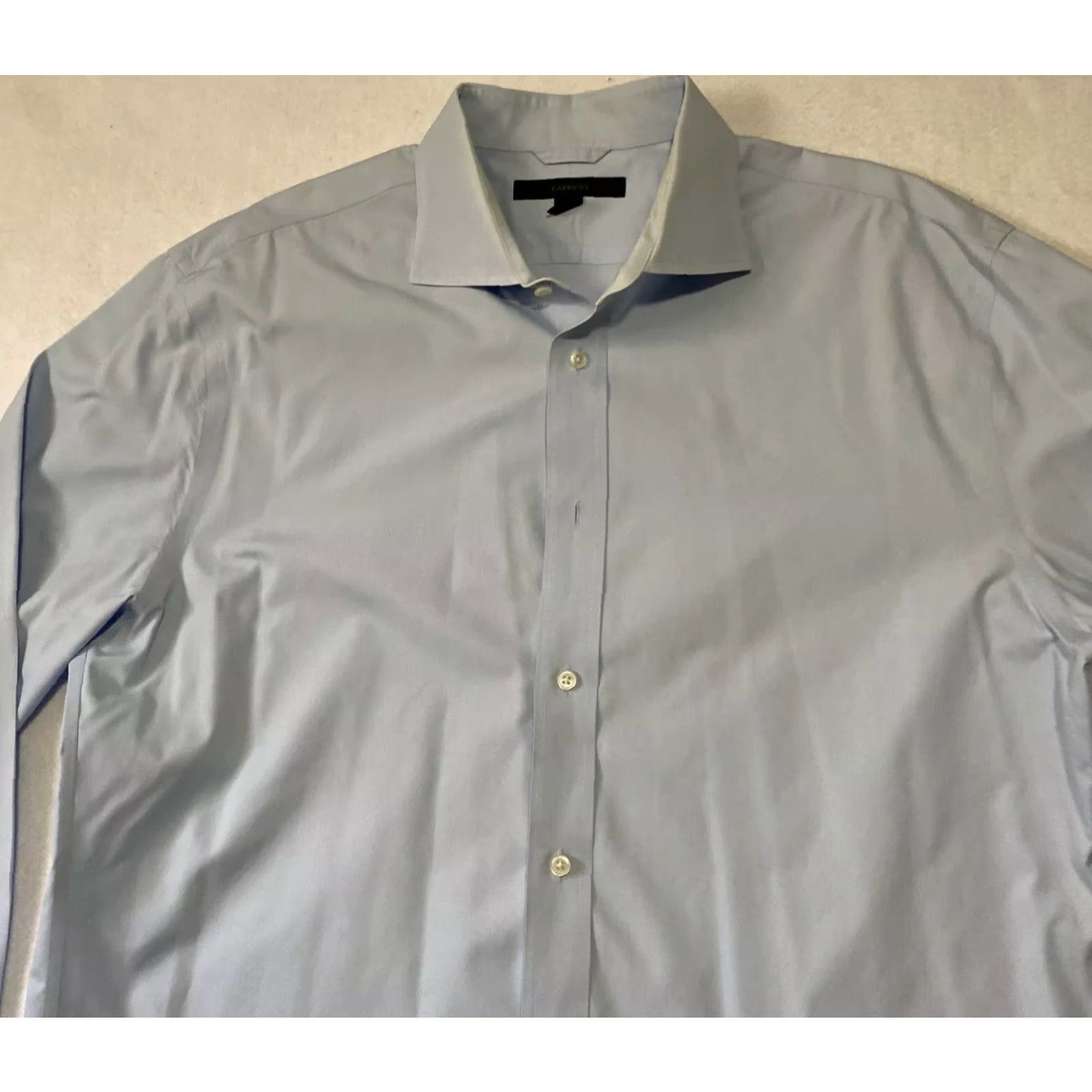 Express Express Button-Down Shirt Men’s XL Blue Long Sleeve Dress Shirt, 100% Cotton, Non-Iron, Traditional Fit Size US XL / EU 56 / 4 - 2 Thumbnail