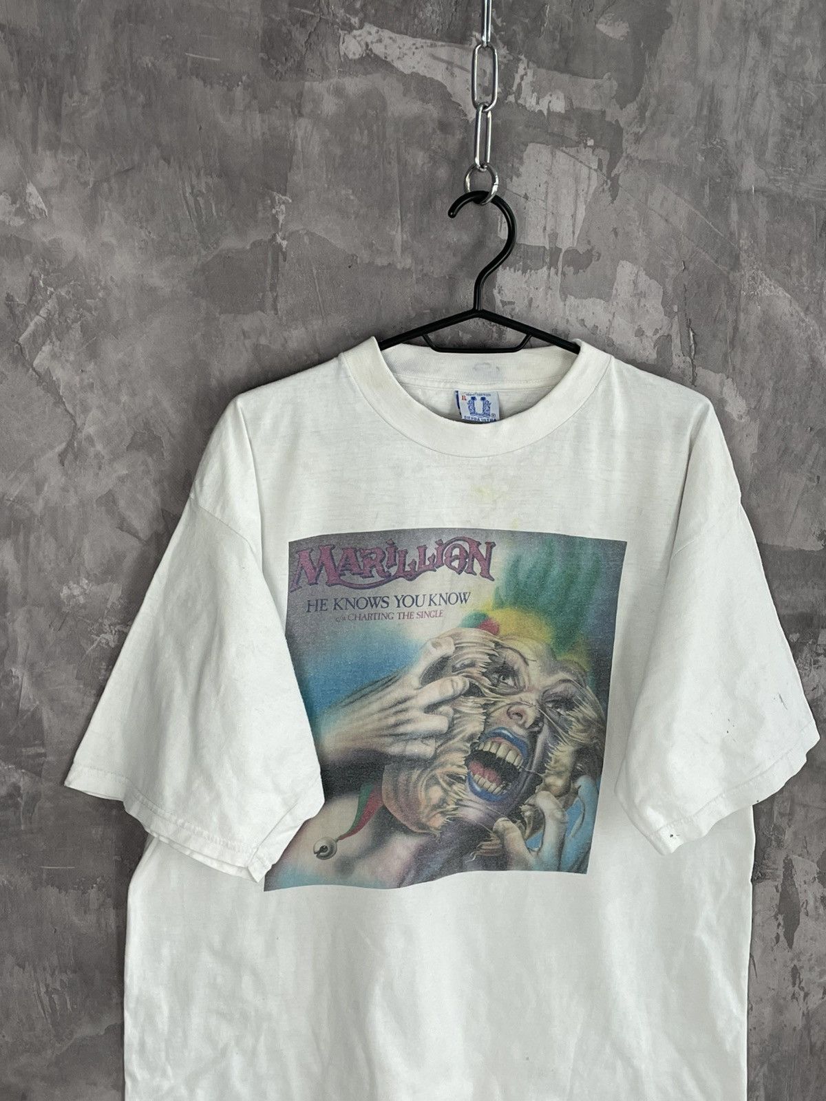 Band Tees Vintage 90s Marillion He Knows You Know Retro Band T Shirt Size US XL / EU 56 / 4 - 7 Thumbnail