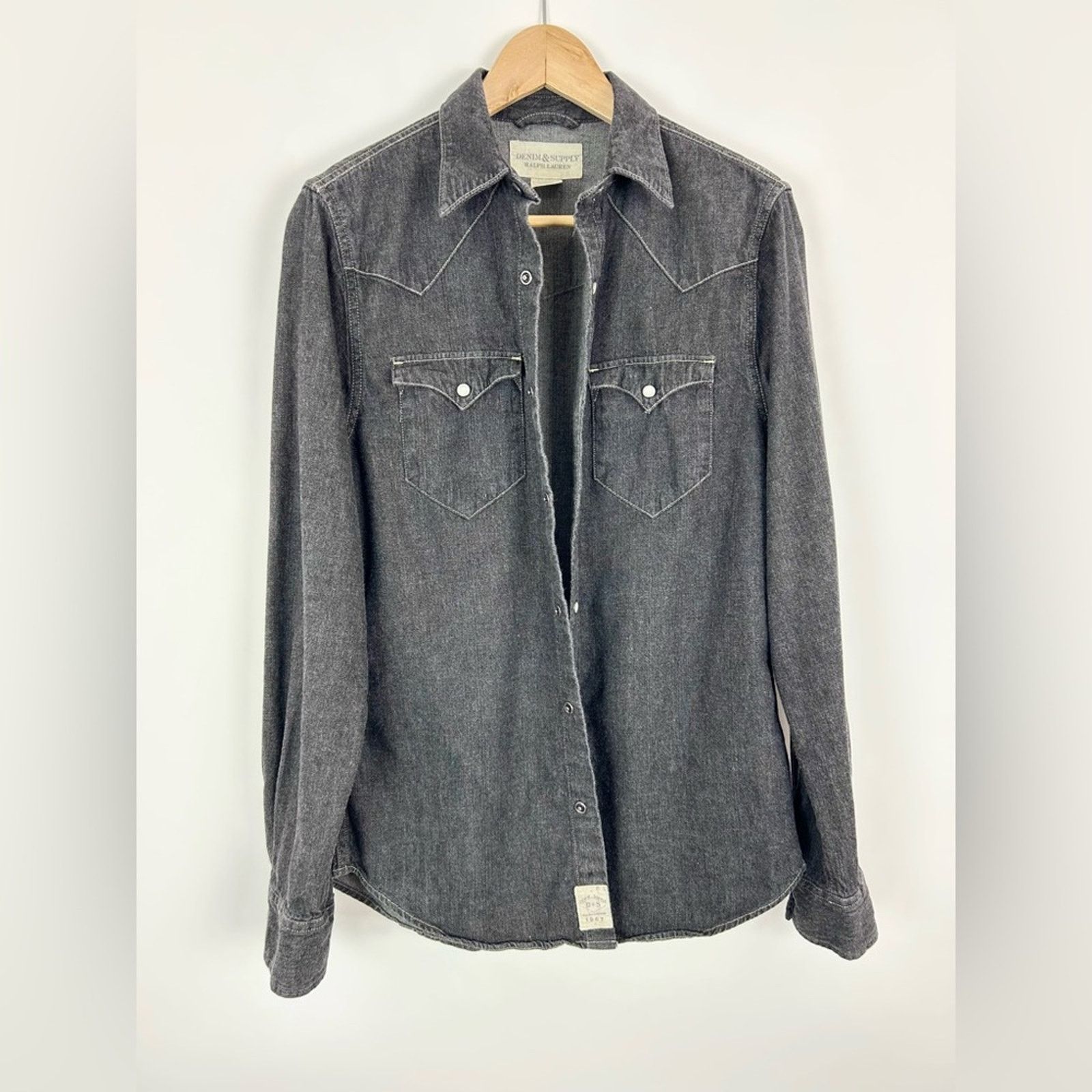 Denim & Supply Ralph Lauren Denim & Supply Western Pearl Snap Button Down Black Denim Size US S / EU 44-46 / 1 - 6 Thumbnail