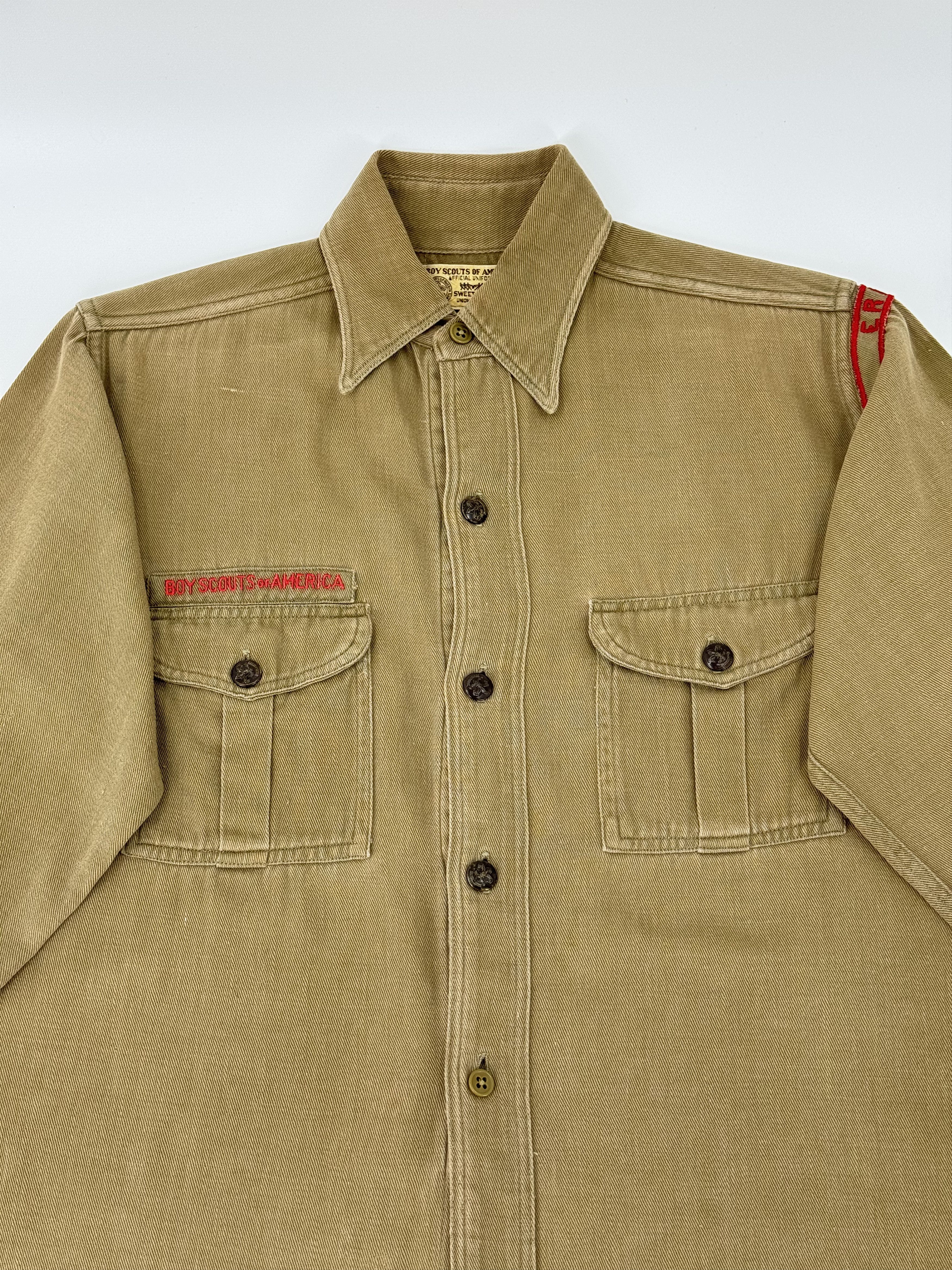 Vintage Vintage 1940s Sweet-Orr Boyscouts Beige Sleeve Shirt Small Size US S / EU 44-46 / 1 - 2 Thumbnail