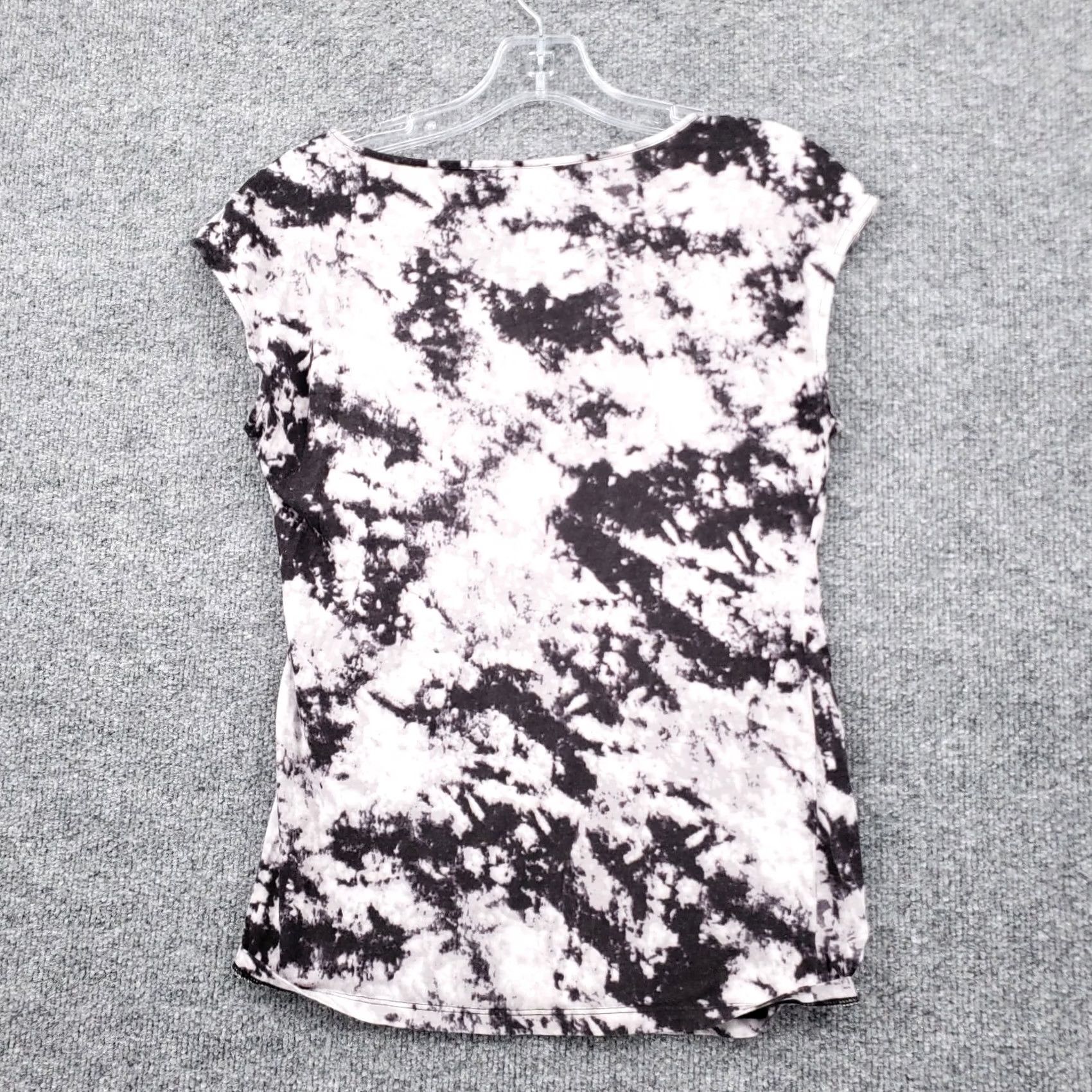 Ann Taylor Ann Taylor Womens Small White Black Tie Dye Short Sleeve Top Cotton Size S / US 4 / IT 40 - 2 Thumbnail
