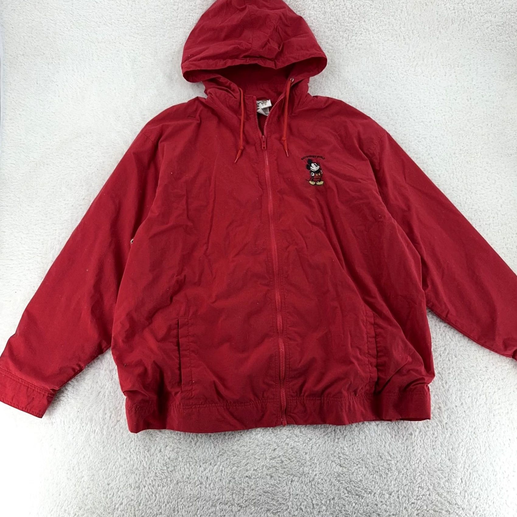 Disney VINTAGE Walt Disney World Mickey Mouse Jacket Mens 2XL Hooded Embroidered Red Size US XXL / EU 58 / 5 - 2 Thumbnail