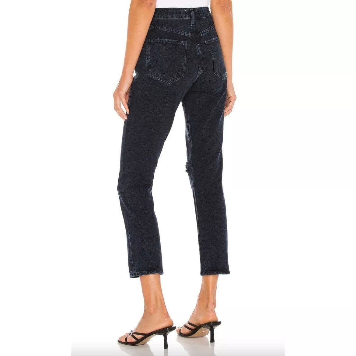 Agolde Agolde Jeans High Rise Straight Crop NWT Dark Distressed 26 Size 26" / US 2 / IT 38 - 2 Thumbnail