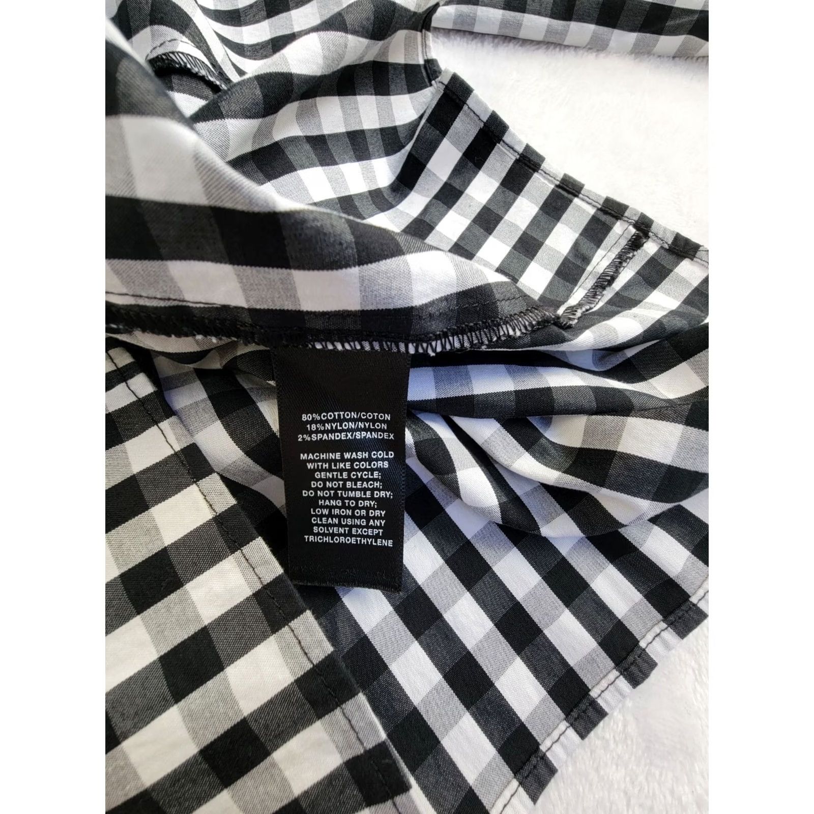 Vintage Lafayette 148 Women's Leigh Gingham 3/4 Sleeve Button Up Shirt Black/White 8 Size M / US 6-8 / IT 42-44 - 4 Thumbnail