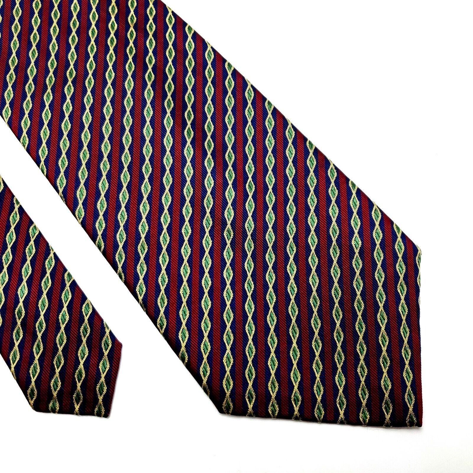 XMI Platinum XMI Silk Tie Red Woven Striped USA Vintage Wide Size ONE SIZE - 1 Thumbnail