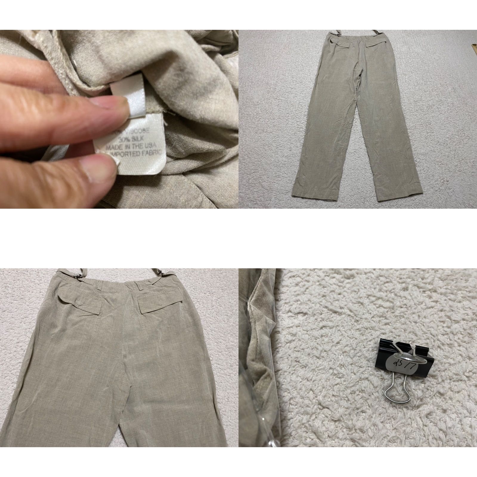 Vintage Charles Chang-Lima Pants Womens 8 Solid Beige Silk Blend High Rise Ankle Size 30" / US 8 / IT 44 - 8 Thumbnail