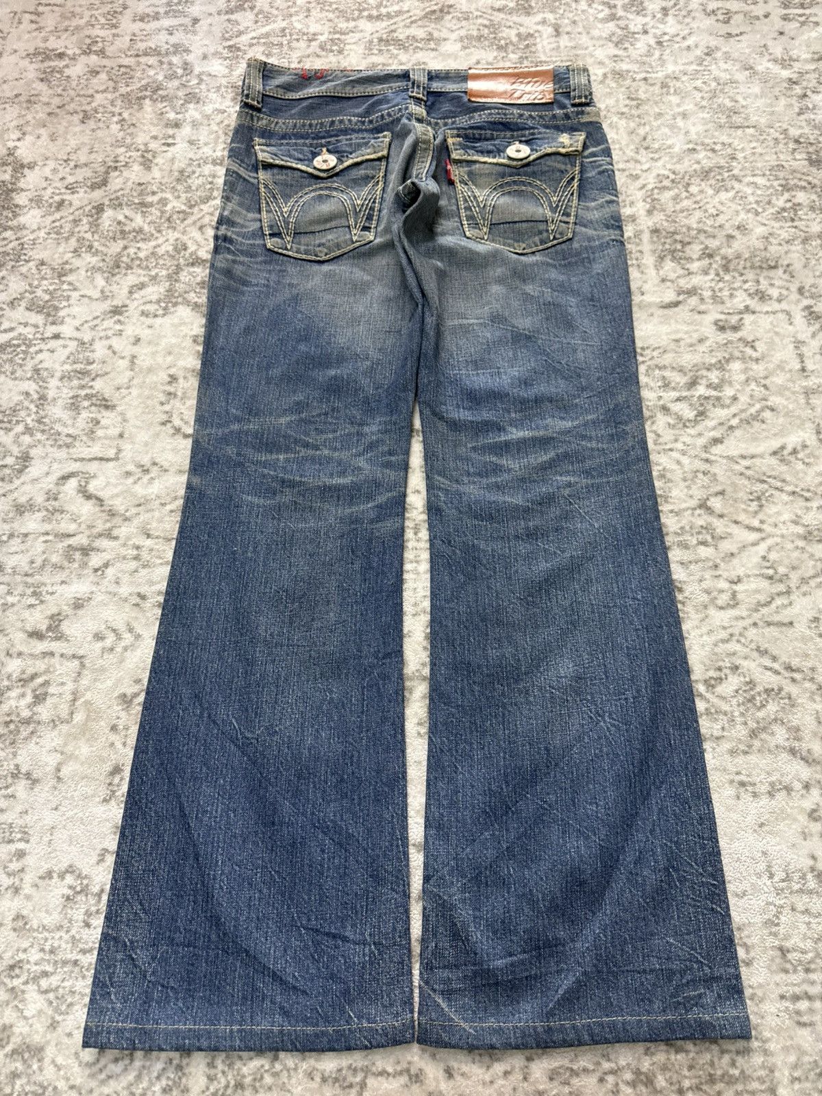 Edwin Vintage Edwin 511 Blue Trip Heavy Stitched Flared Jeans Size US 29 - 2 Thumbnail