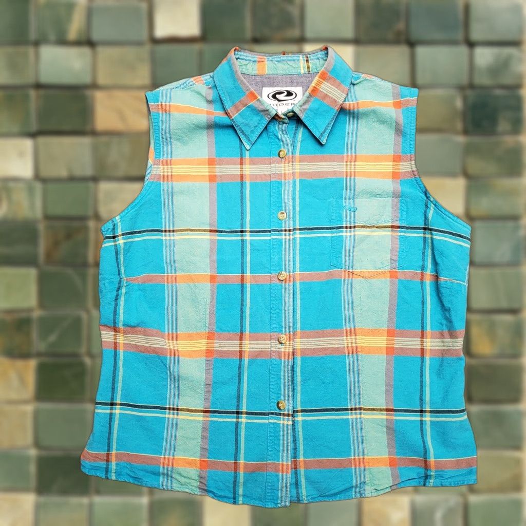 Roper VINTAGE Roper Vest Womens Large Blue Green Plaid Button up Western Cowboy Casual Shirt Size L / US 10 / IT 46 - 1 Thumbnail