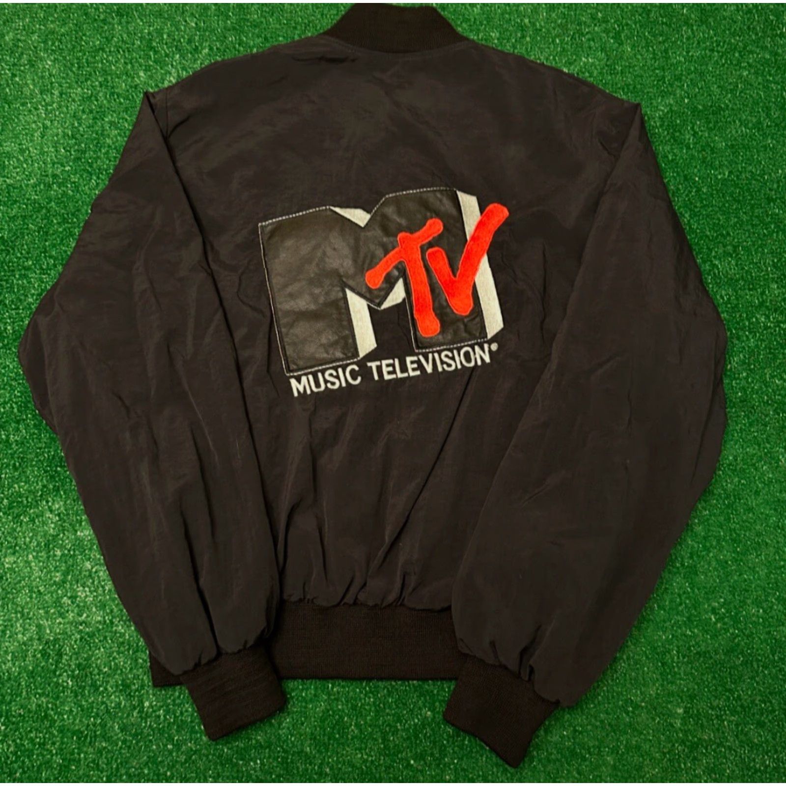 Vintage VINTAGE MTV Music TV Promo VTG Bomber Jacket Mens Large Hip Hop Black Jacket Size US L / EU 52-54 / 3 - 4 Thumbnail