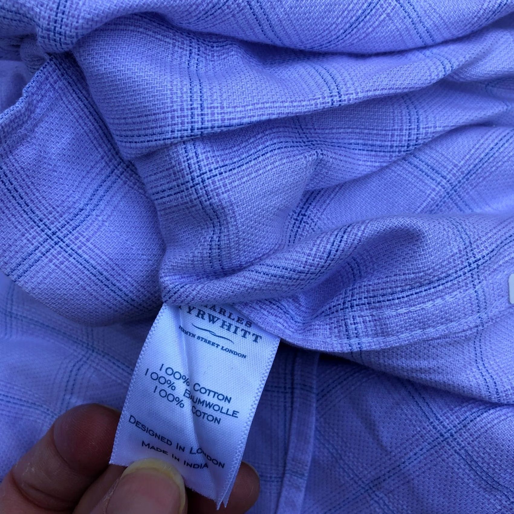 Charles Tyrwhitt Charles Tyrwhitt Dress Shirt Men Extra Slim Purple Plaid 16.5/36 Button Long Sleeve Size 46R - 7 Thumbnail