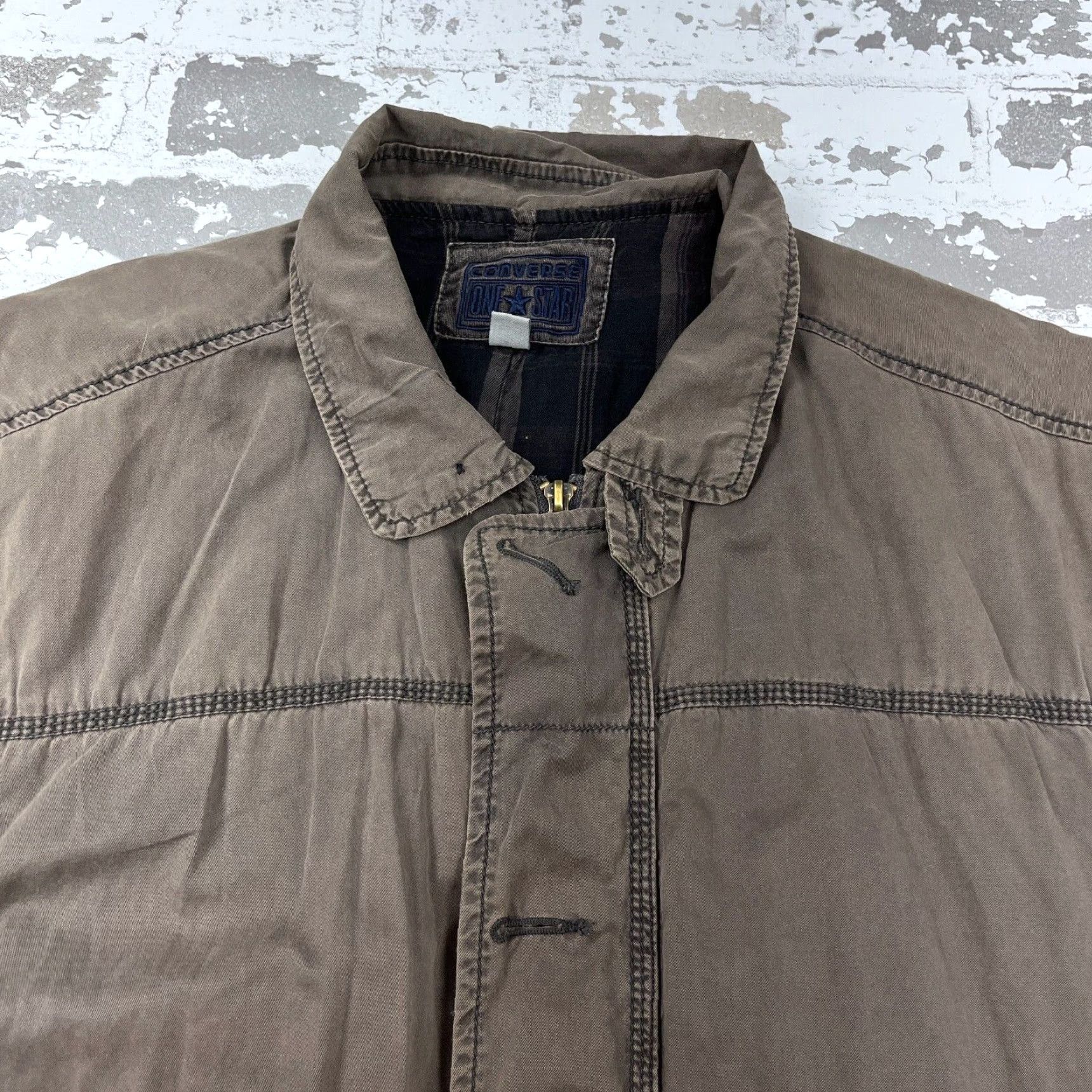 Converse VINTAGE Converse Jacket Men Large Brown Canvas Adult Casual Winter Spring Fall Outerwear Size US L / EU 52-54 / 3 - 3 Thumbnail