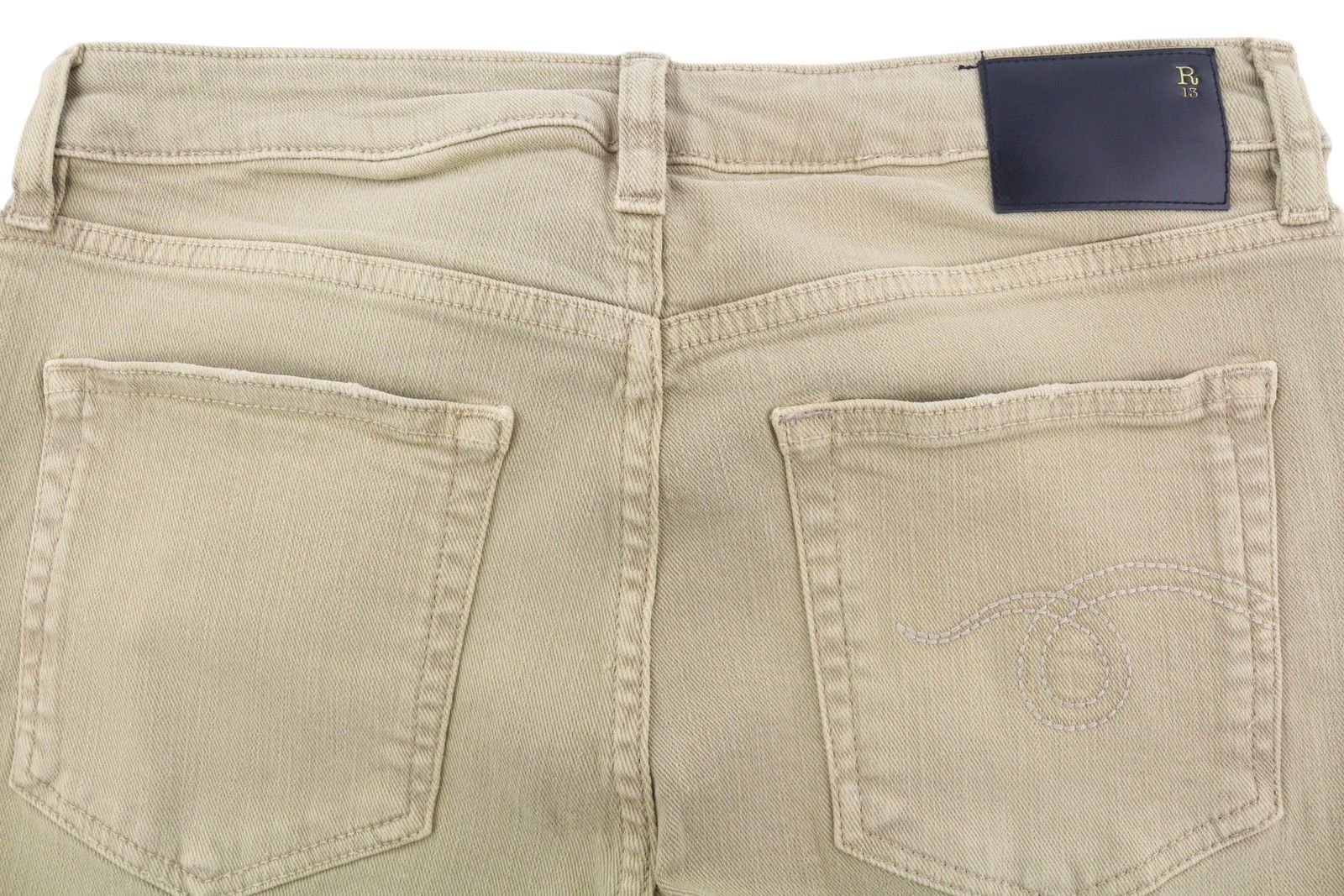 R13 BOY STRAIGHT 28 Khaki Stretch Denim Cropped 86302 Size 28" / US 6 / IT 42 - 15 Thumbnail