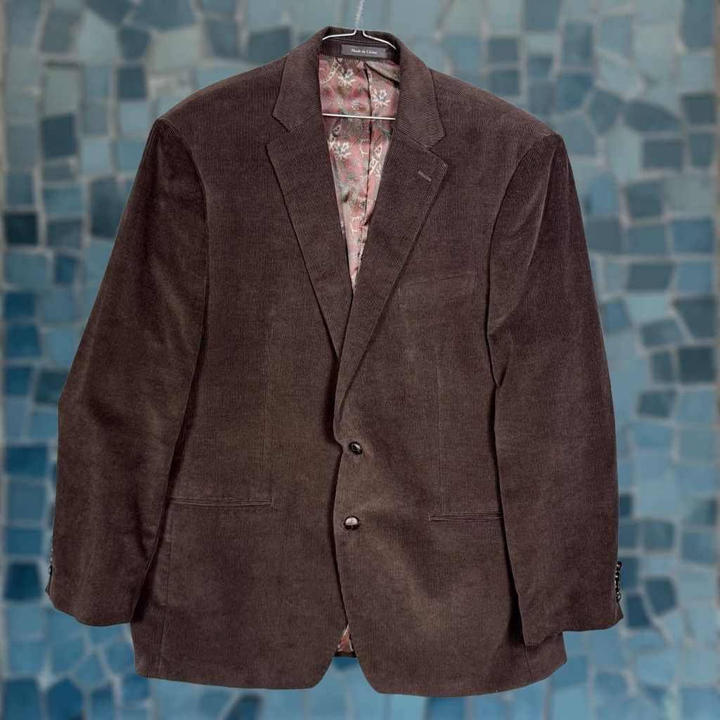 Ralph Lauren Ralph Lauren Sport Jacket Blazer Corduroy Brown Paisley Lined Mens 46L Size 46R - 1 Thumbnail