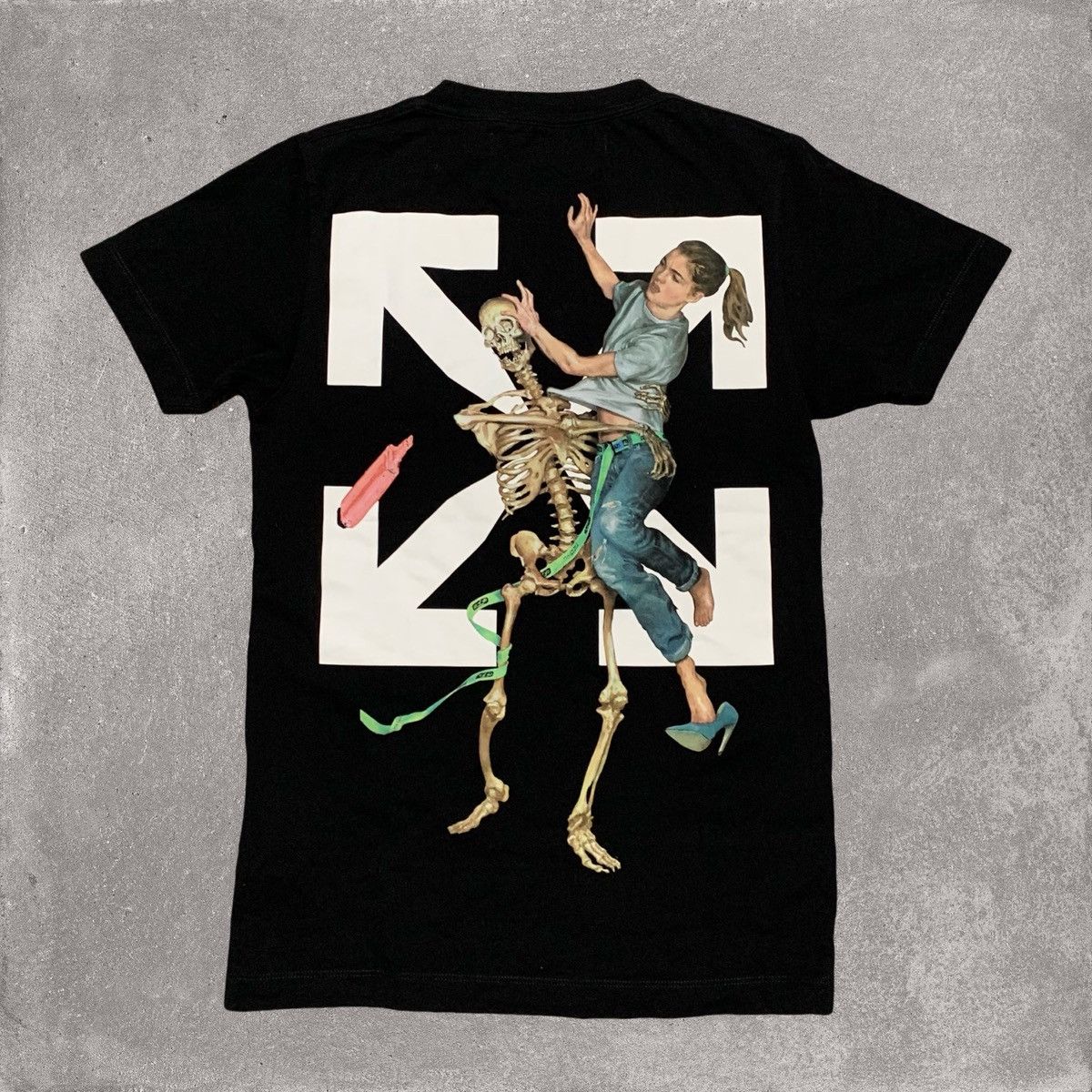 Off-White Off White XXS Tee Pascal Skeleton Arrows Black T-Shirt Size US XXS / EU 40 - 1 Thumbnail
