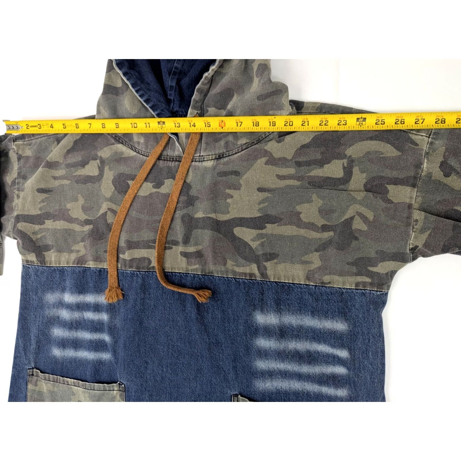 Denime Feilipamu Y2K Streetwear Camouflage Blue Jean Colorblock Denim Dress Women L Hooded Shirt Dress Casual 90s Retro Womens Size 36" / US 14 / IT 50 - 6 Thumbnail
