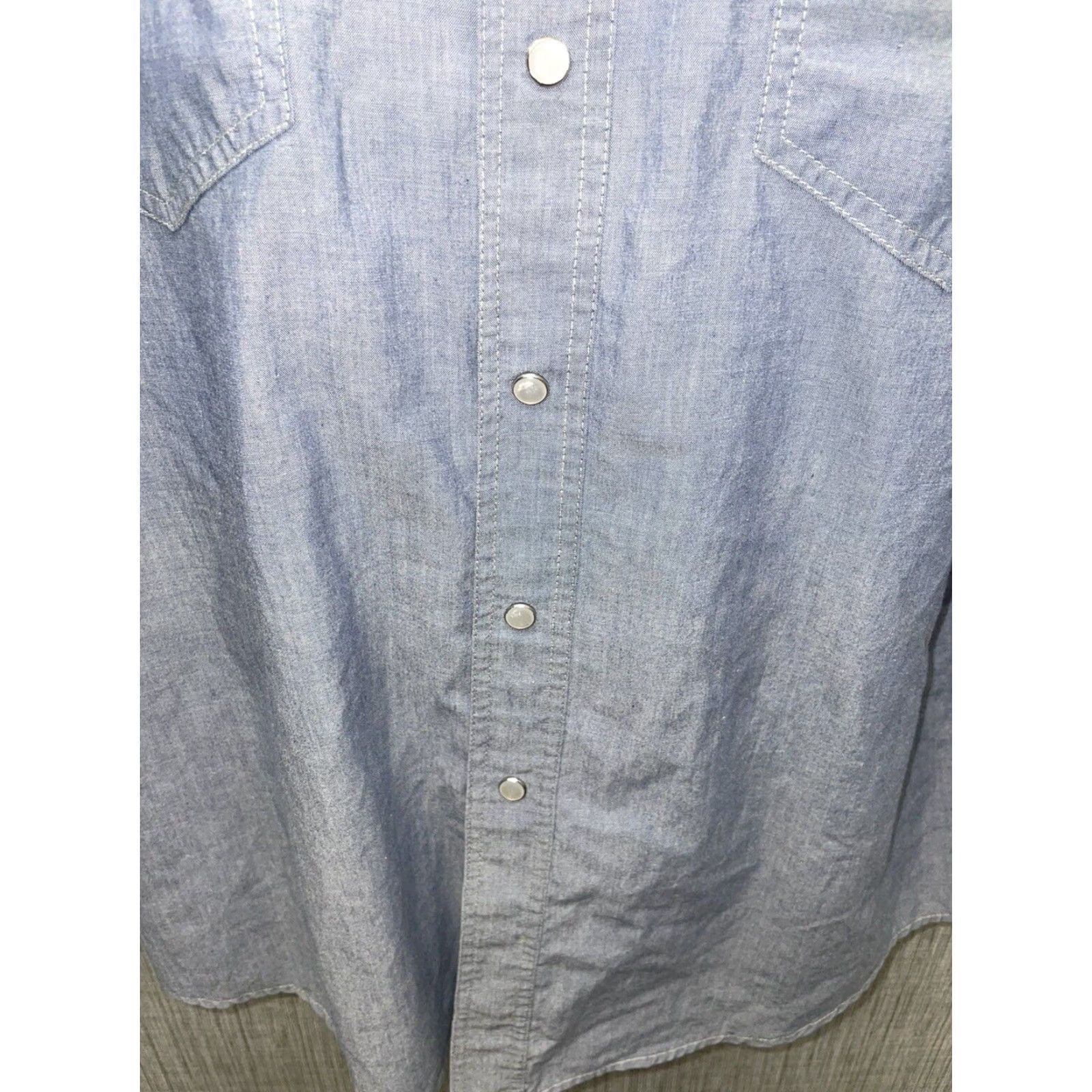 Vintage Key Long Sleeve Snap Button Down Shirt Mens Large Blue Size US L / EU 52-54 / 3 - 3 Thumbnail