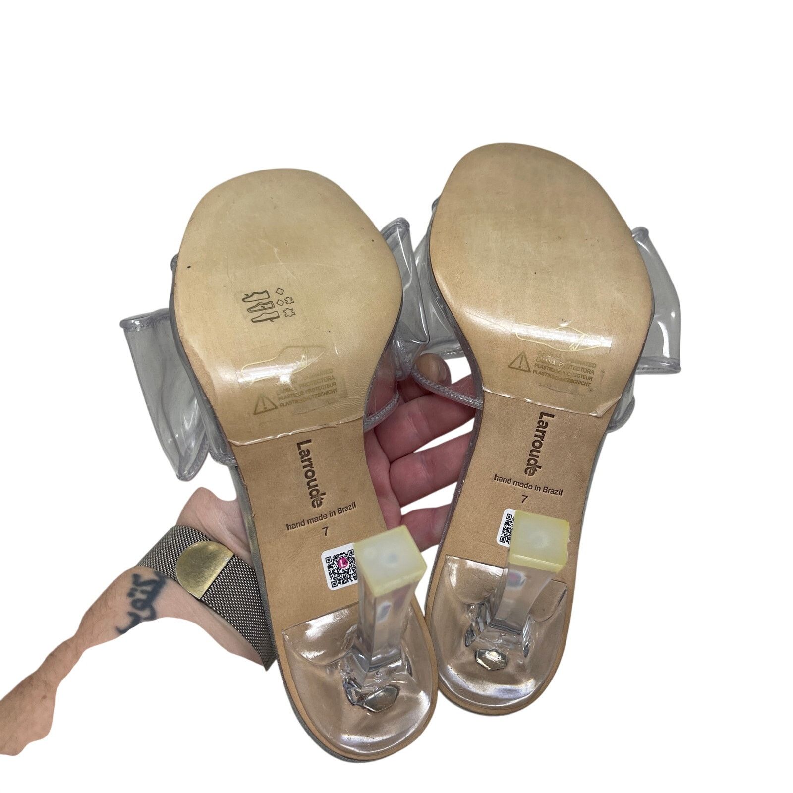 Other New Larroude The Mariah Clear Vinyl Bow Sandals Heels Sz 7 Size US 7 / IT 37 - 6 Thumbnail