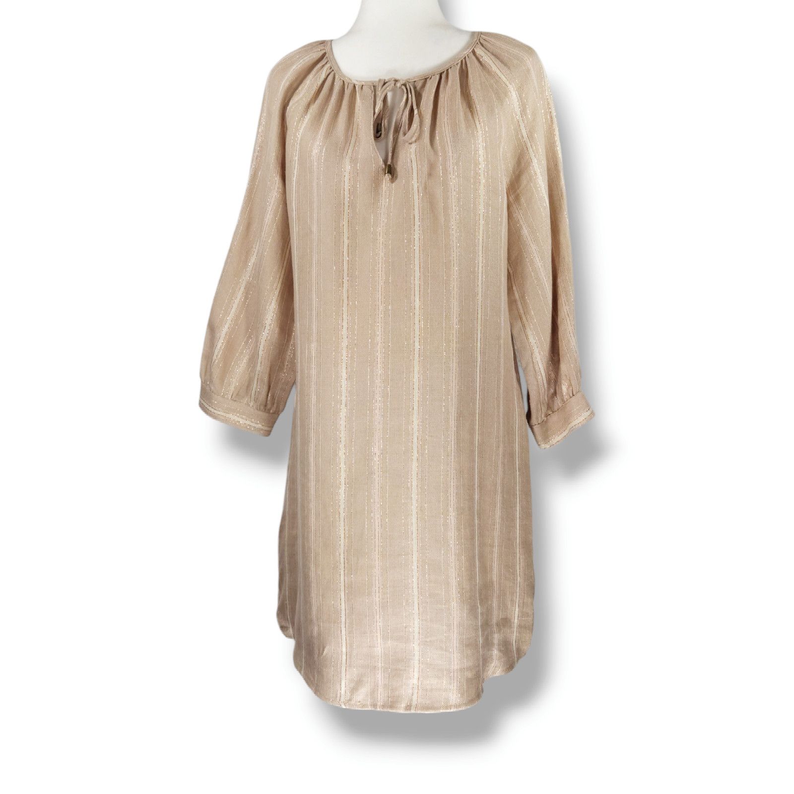 Other EUC Maven West Made in USA Linen Dress Sz S [2-4] Beige Gold Size S / US 4 / IT 40 - 2 Thumbnail