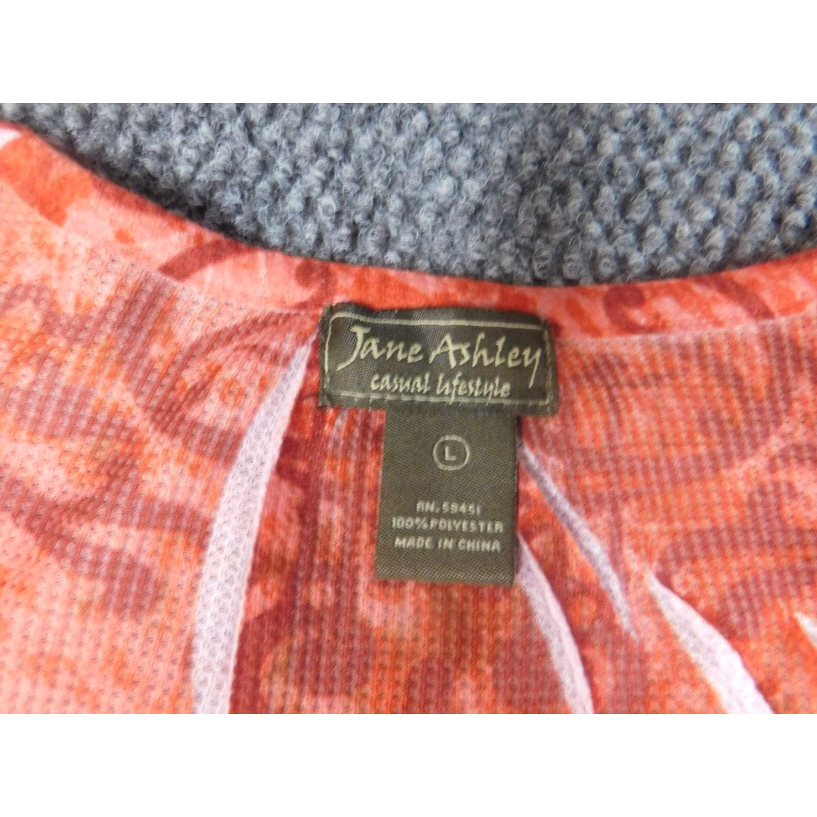 Vintage Jane Ashley Blouse Women L Peach Floral V-Neck Pullover Stretch Top Casual Long Sleeve Ruffle Polyester Rayon Orange Size L / US 10 / IT 46 - 5 Thumbnail