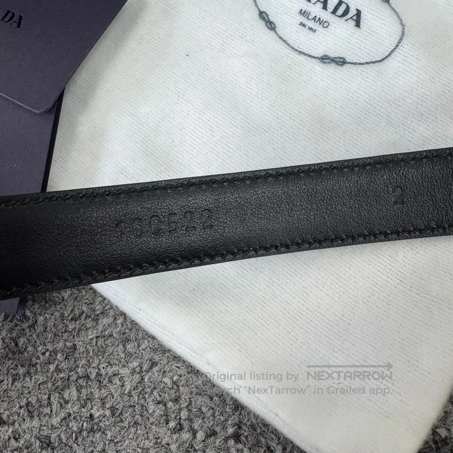 Prada Prada Black Gold Triangle with Cross Pattern Belt| Size ONE SIZE - 7 Thumbnail
