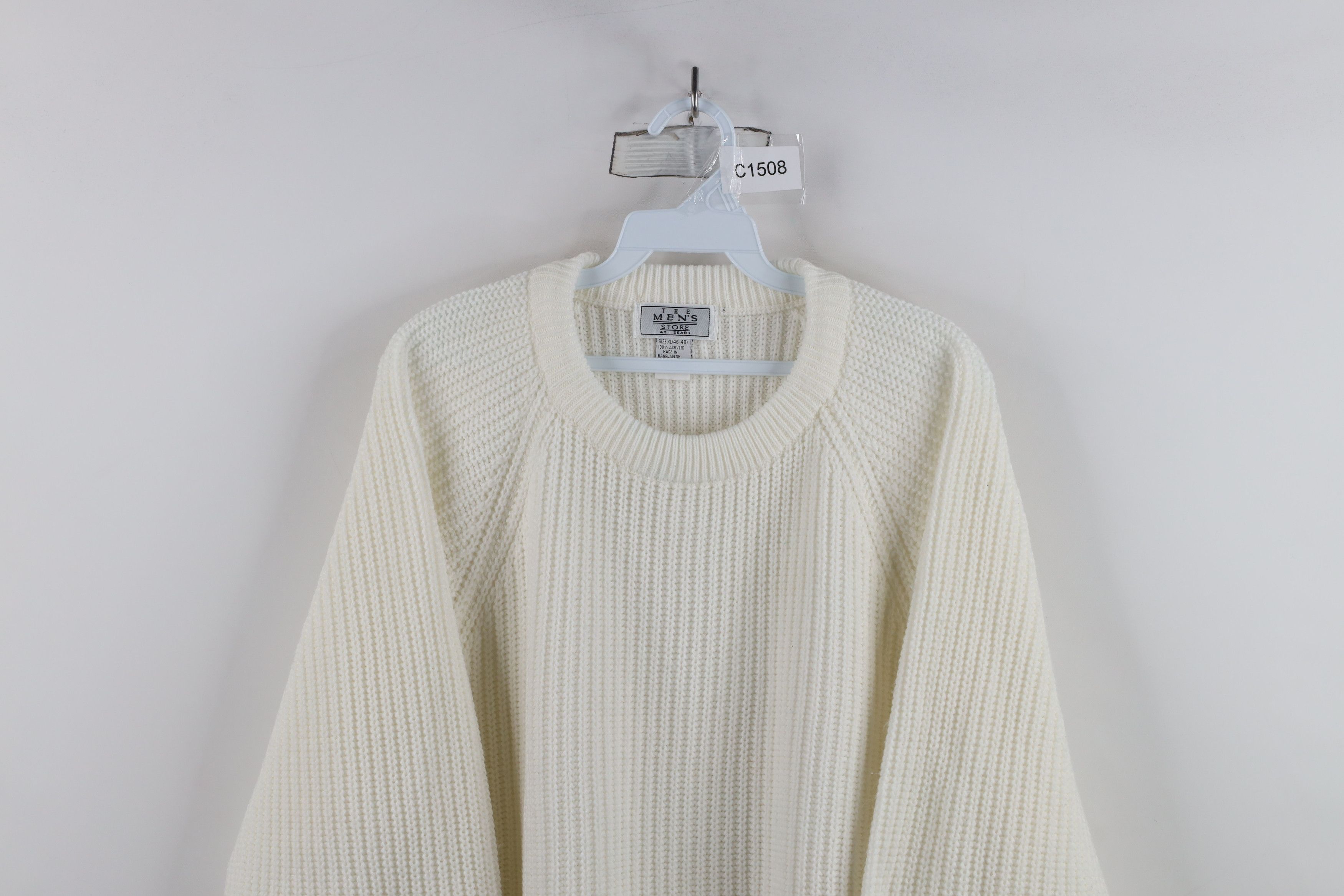 Vintage Vintage 90s Streetwear Ribbed Knit Crewneck Sweater White Size US XL / EU 56 / 4 - 2 Thumbnail