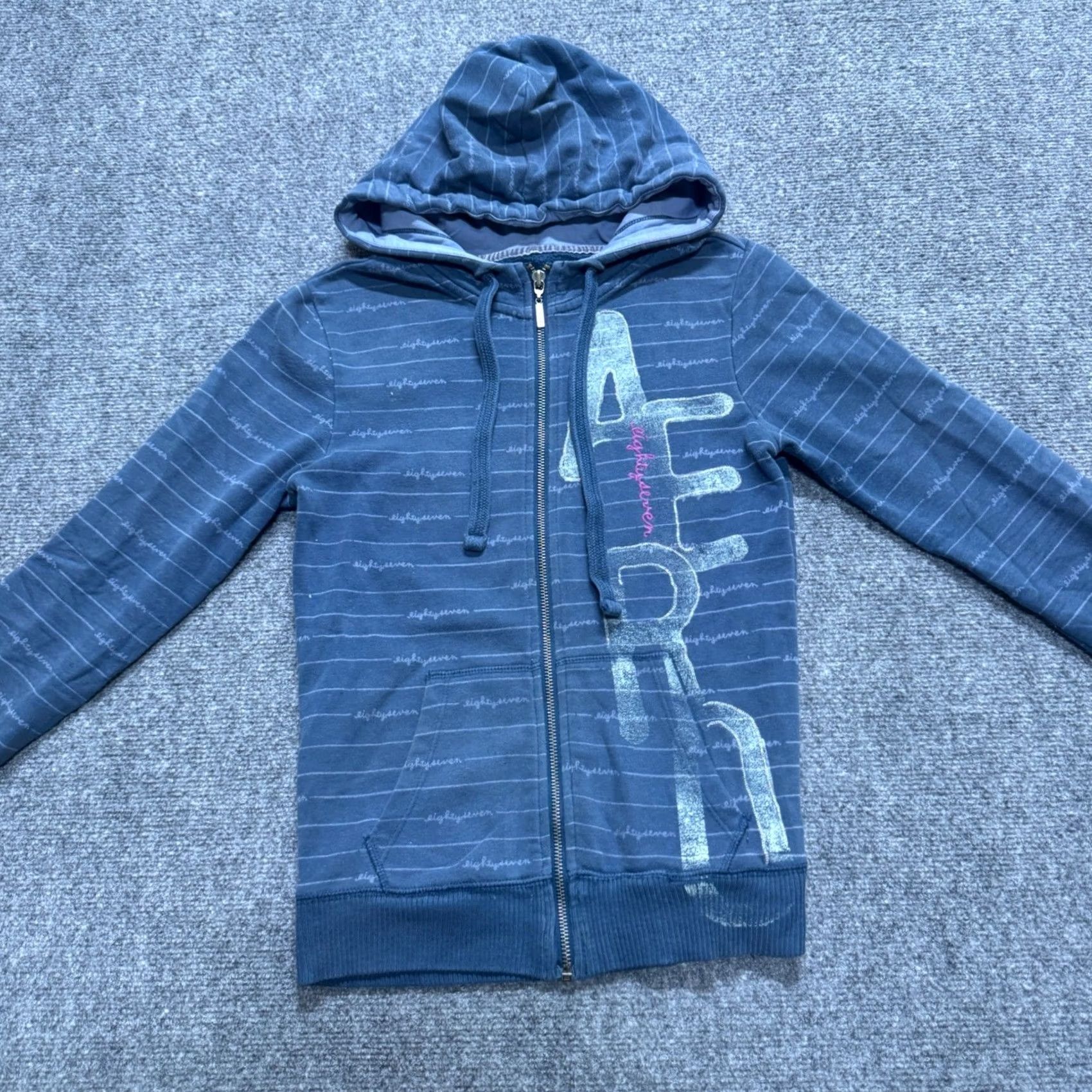 Aeropostale VINTAGE Aeropostale Full-zip Jacket Womens XS Striped Hooded Full-zip Y2K Grunge Shirt Womens XS Blue Distressed Flare? Size XS / US 0-2 / IT 36-38 - 5 Thumbnail