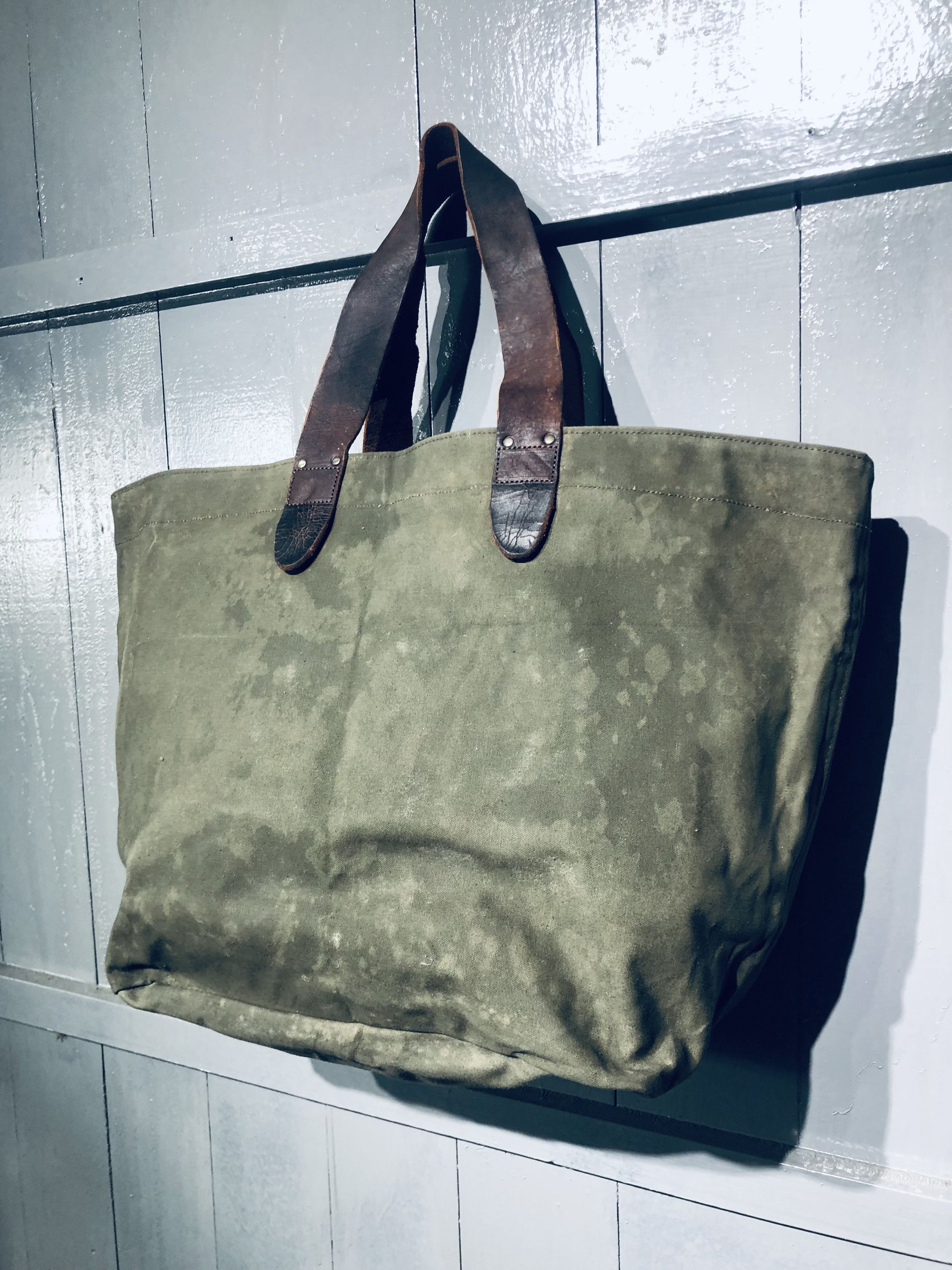 Canvas × Japanese Brand × Leather JAPANESE STREETWEAR FASHION STYLE CANVAS LEATHER TOTEBAG Size ONE SIZE - 12 Thumbnail