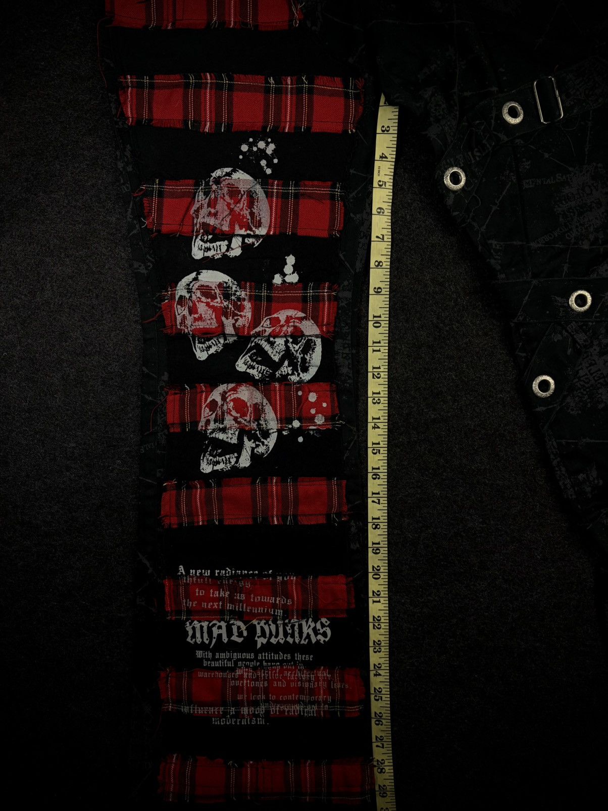 Tornado Mart Mad Punks Skull Plaid All Over Print Bondage Pants Size US 30 / EU 46 - 7 Thumbnail