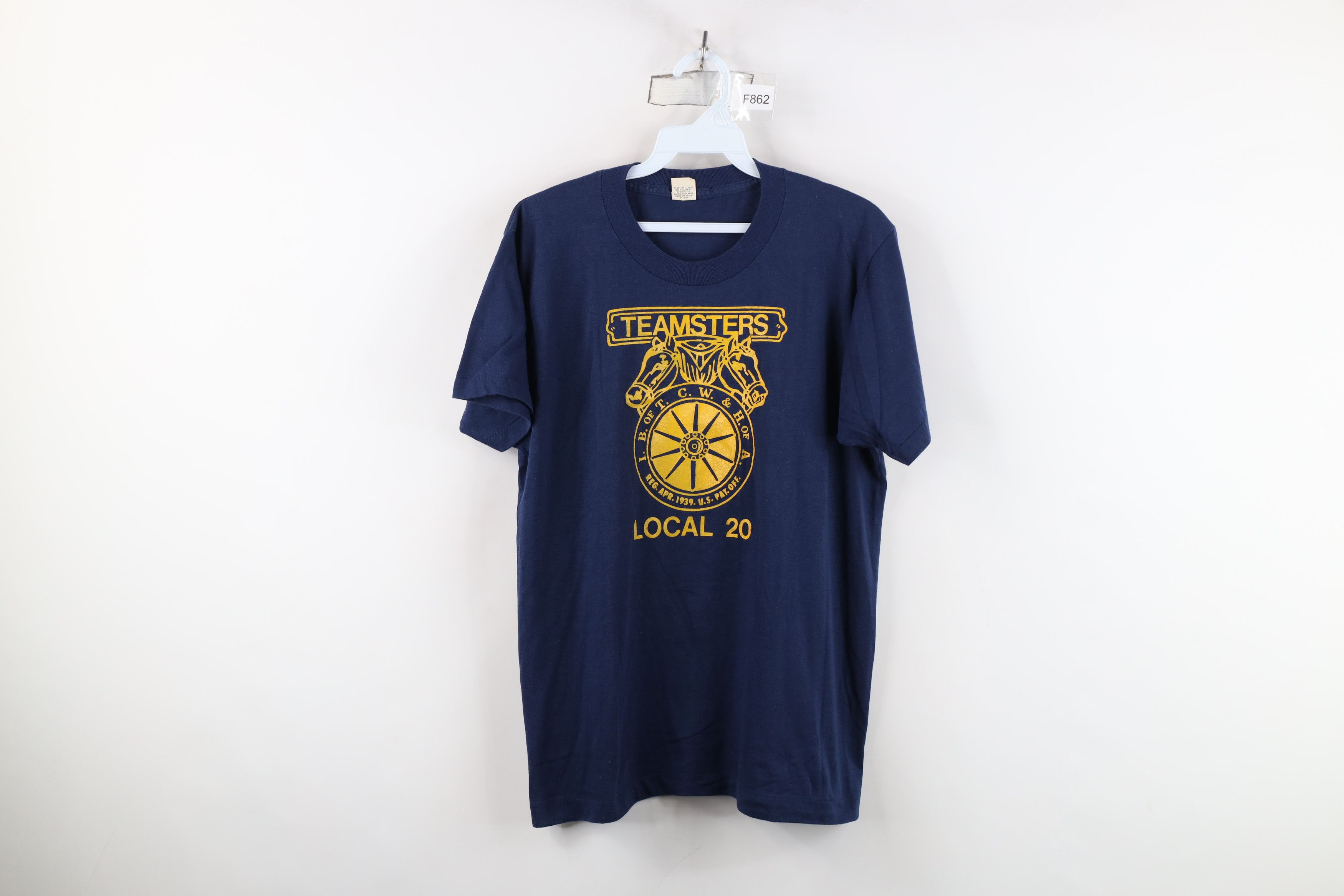 Vintage Vintage 80s Teamsters 20 Union Short Sleeve T-Shirt Blue USA Size US L / EU 52-54 / 3 - 1 Thumbnail