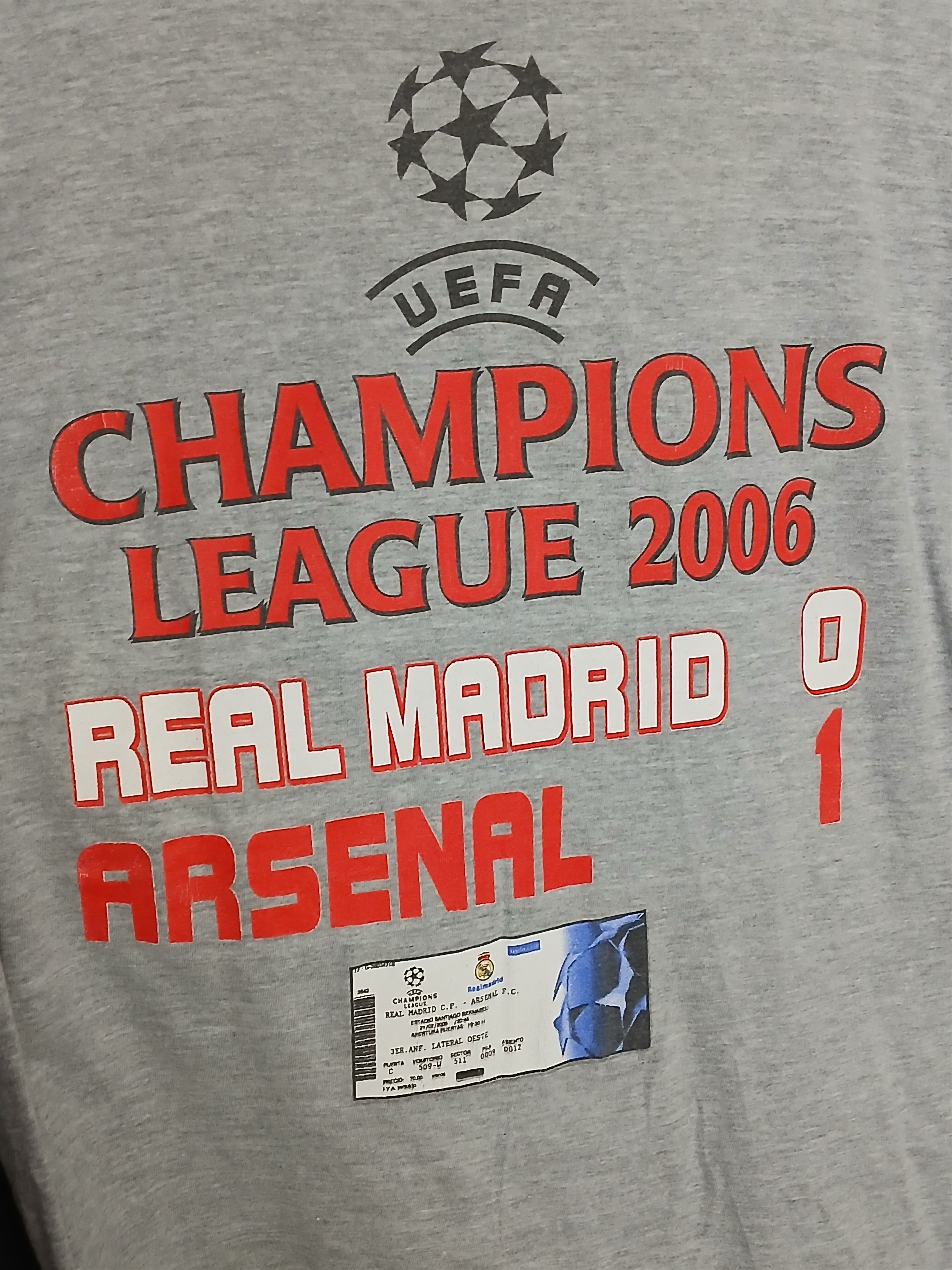 Vintage 2006 Champions League Real Madrid Arsenal Football T-Shirt Size US L / EU 52-54 / 3 - 3 Thumbnail