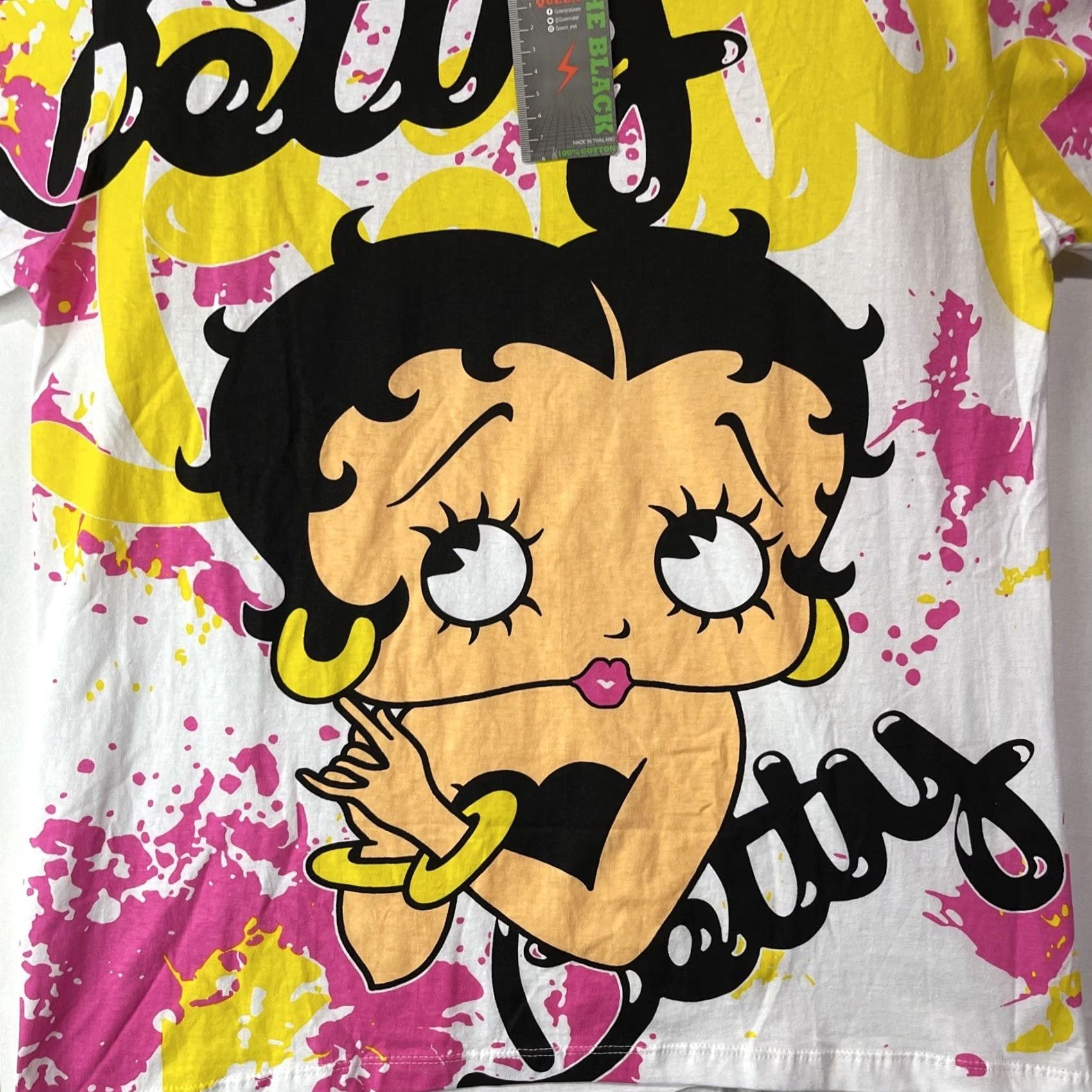 Vintage Betty Boop Shirt Men Medium White Short Sleeve Graphic Print Crew Neck Cartoon Retro The Black Mens Shirt Size US M / EU 48-50 / 2 - 4 Thumbnail