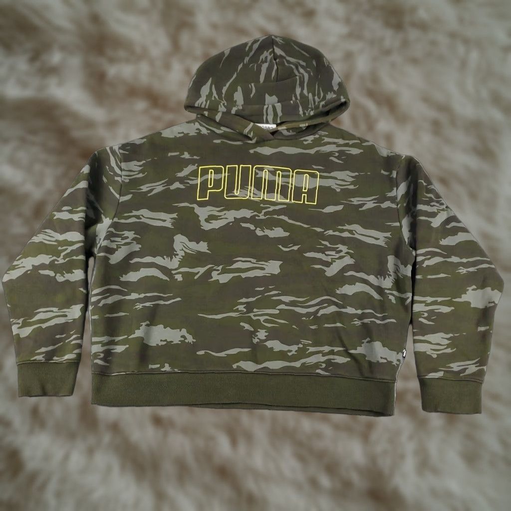 Puma PUMA Green Camouflage Hoodie Womens Medium Cotton Blend Pullover Sweatshirt Size M / US 6-8 / IT 42-44 - 1 Thumbnail